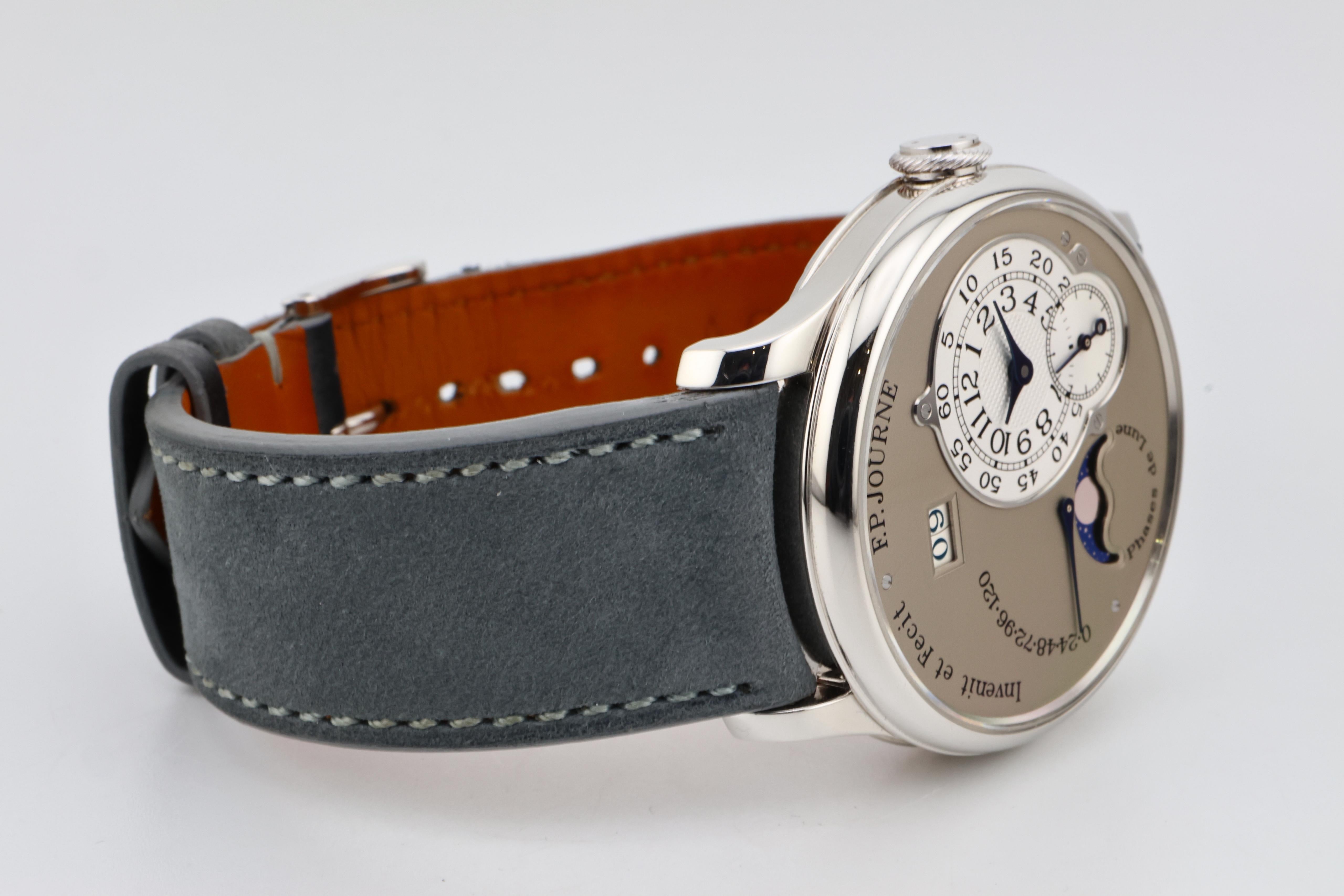 F.P.Journe Octa Lune (04L) Platinum Sliver Dial Leather Strap 38MM Calibre 1300