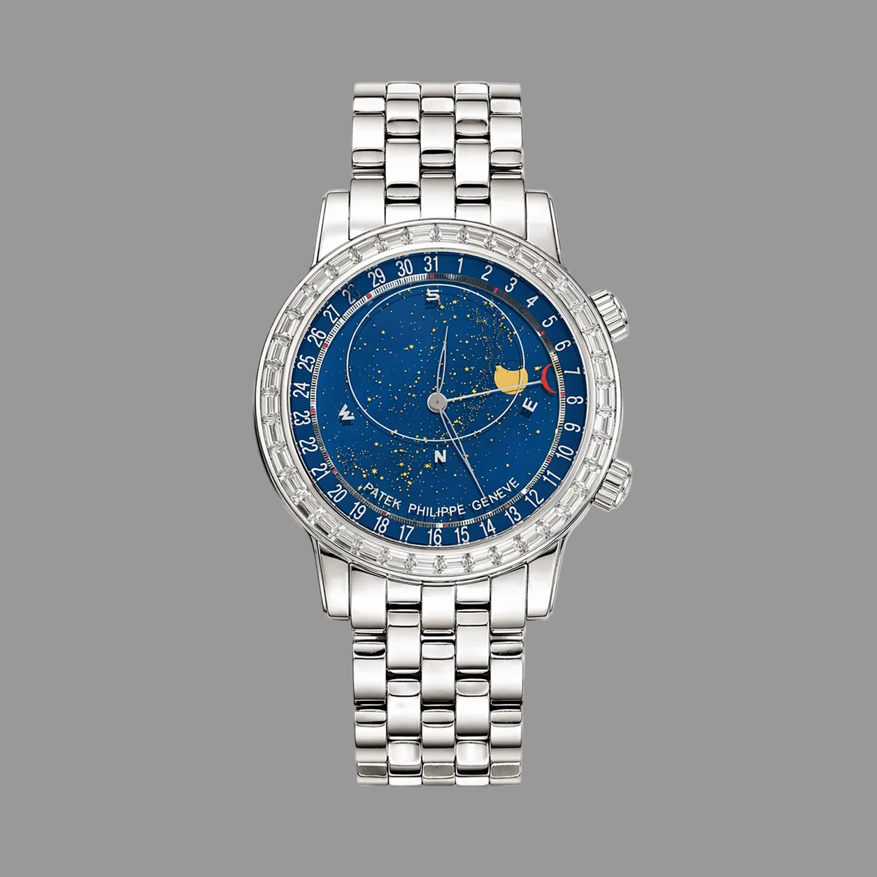 Patek Philippe Celestial White Gold Baguette Diamond on Bracelet 6104/1G "RARE"