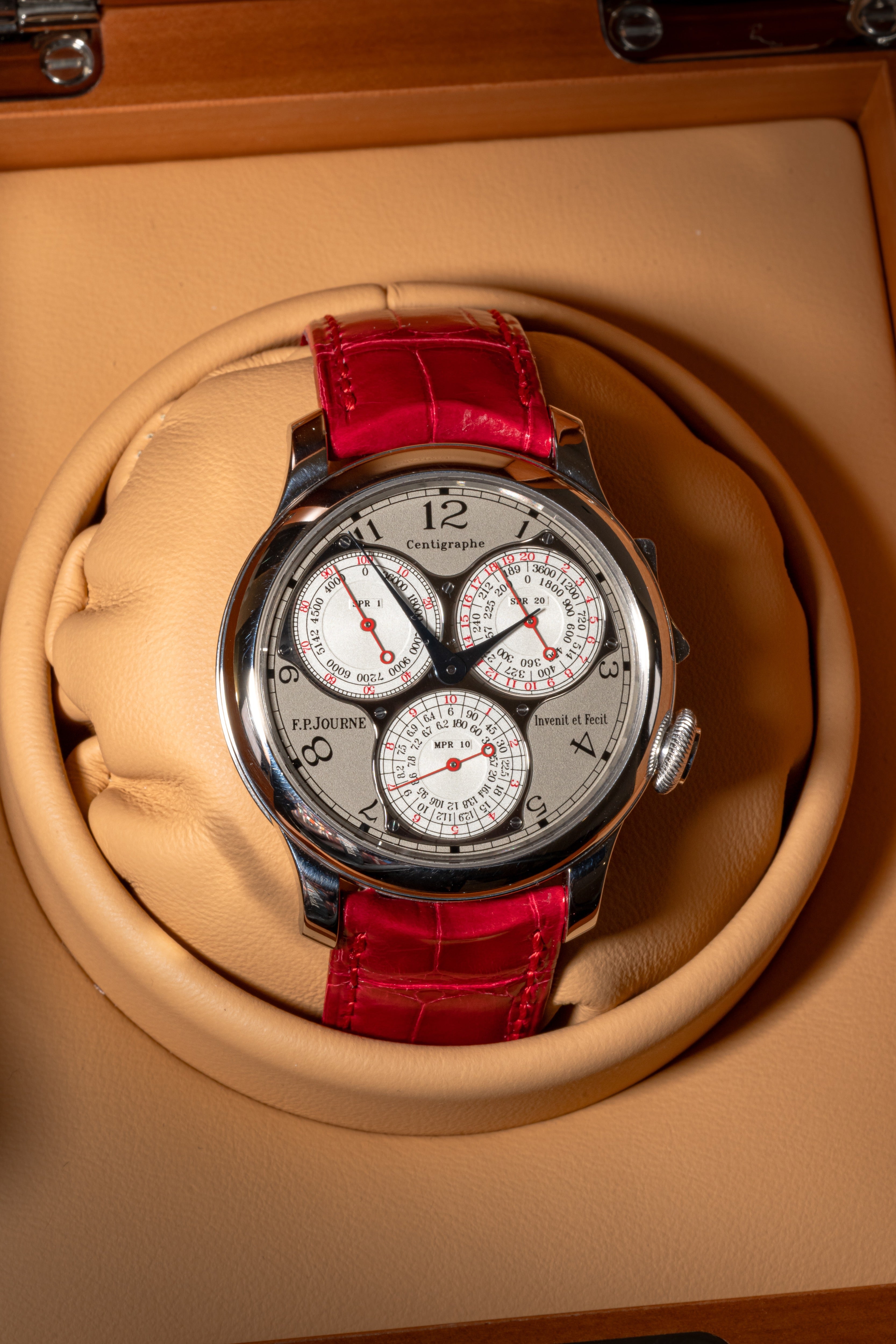 F.P.Journe Souveraine Centigraphe (CT) Platinum Silver Dial Leather Strap 40MM Calibre 1506