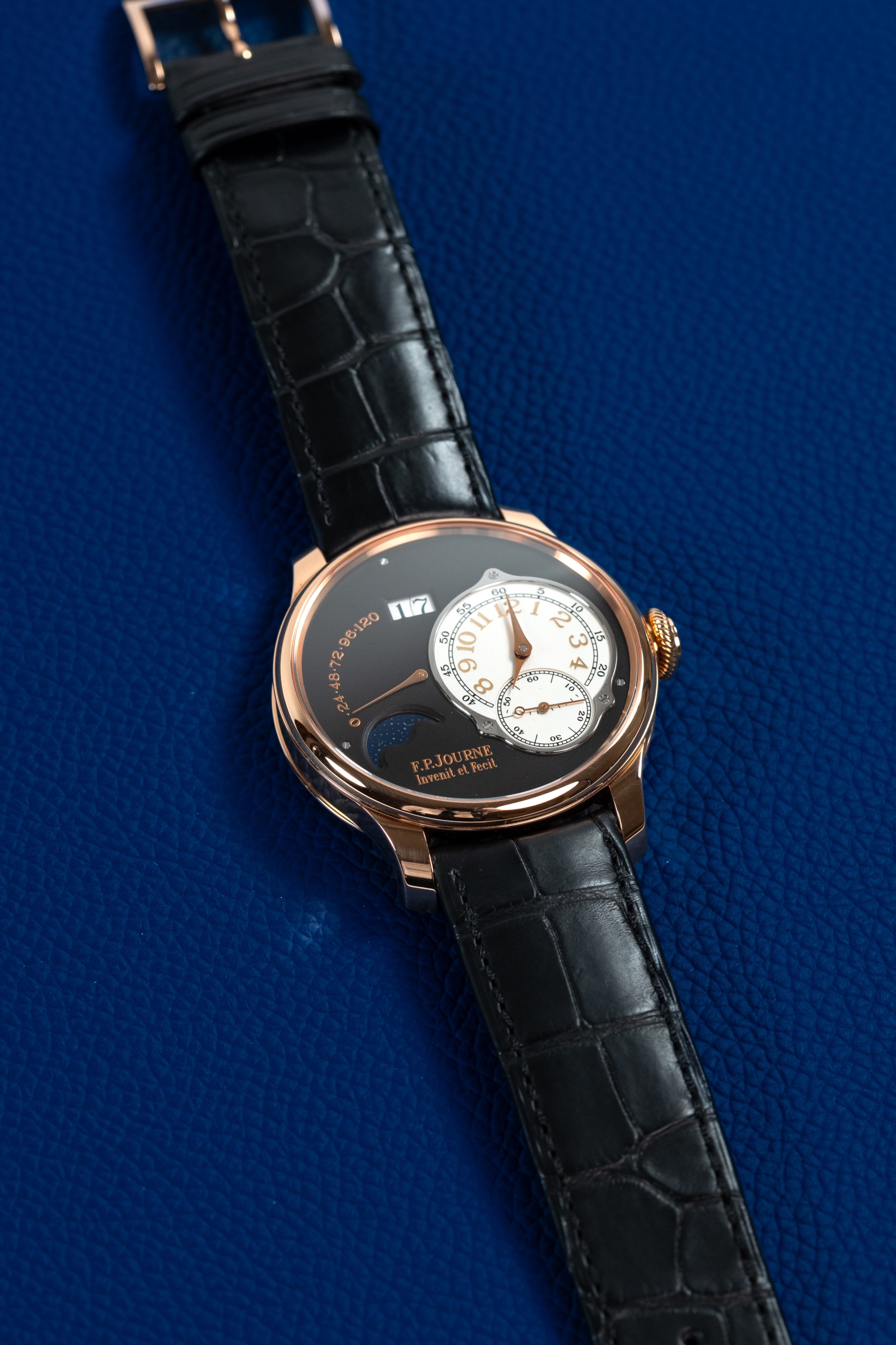 F.P.Journe Boutique Edition Lune (LN) Rose Gold Black Dial Black Leather Strap 40MM Calibre 1300.3