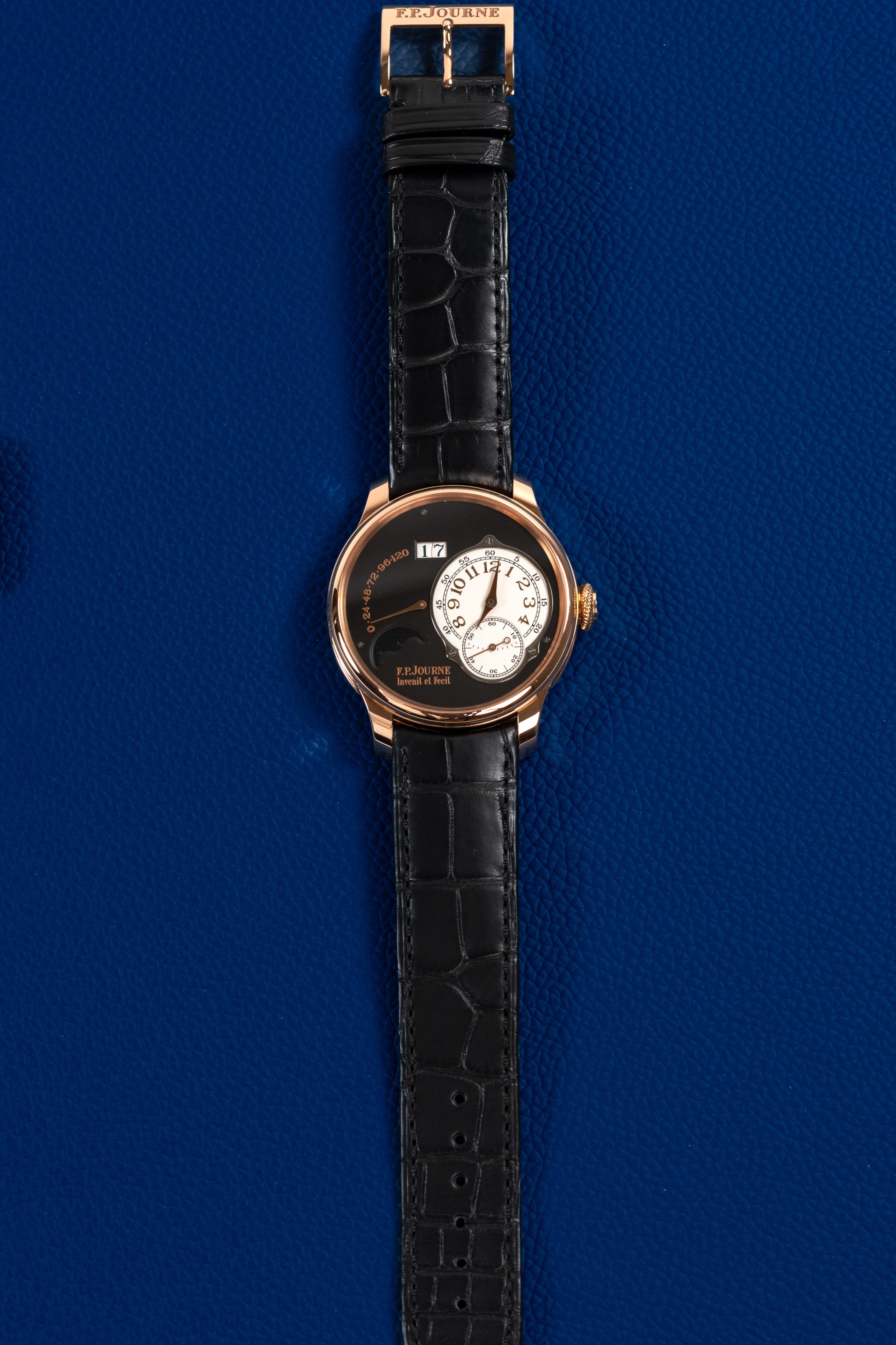 F.P.Journe Boutique Edition Lune (LN) Rose Gold Black Dial Black Leather Strap 40MM Calibre 1300.3
