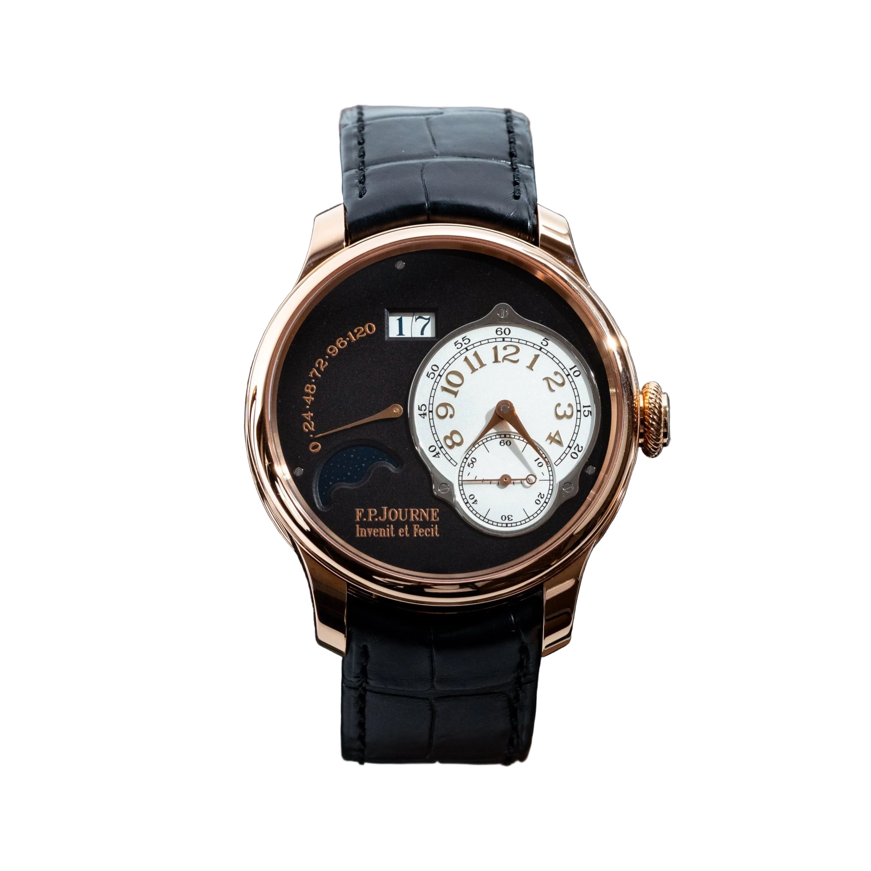 F.P.Journe Boutique Edition Lune (LN) Rose Gold Black Dial Black Leather Strap 40MM Calibre 1300.3