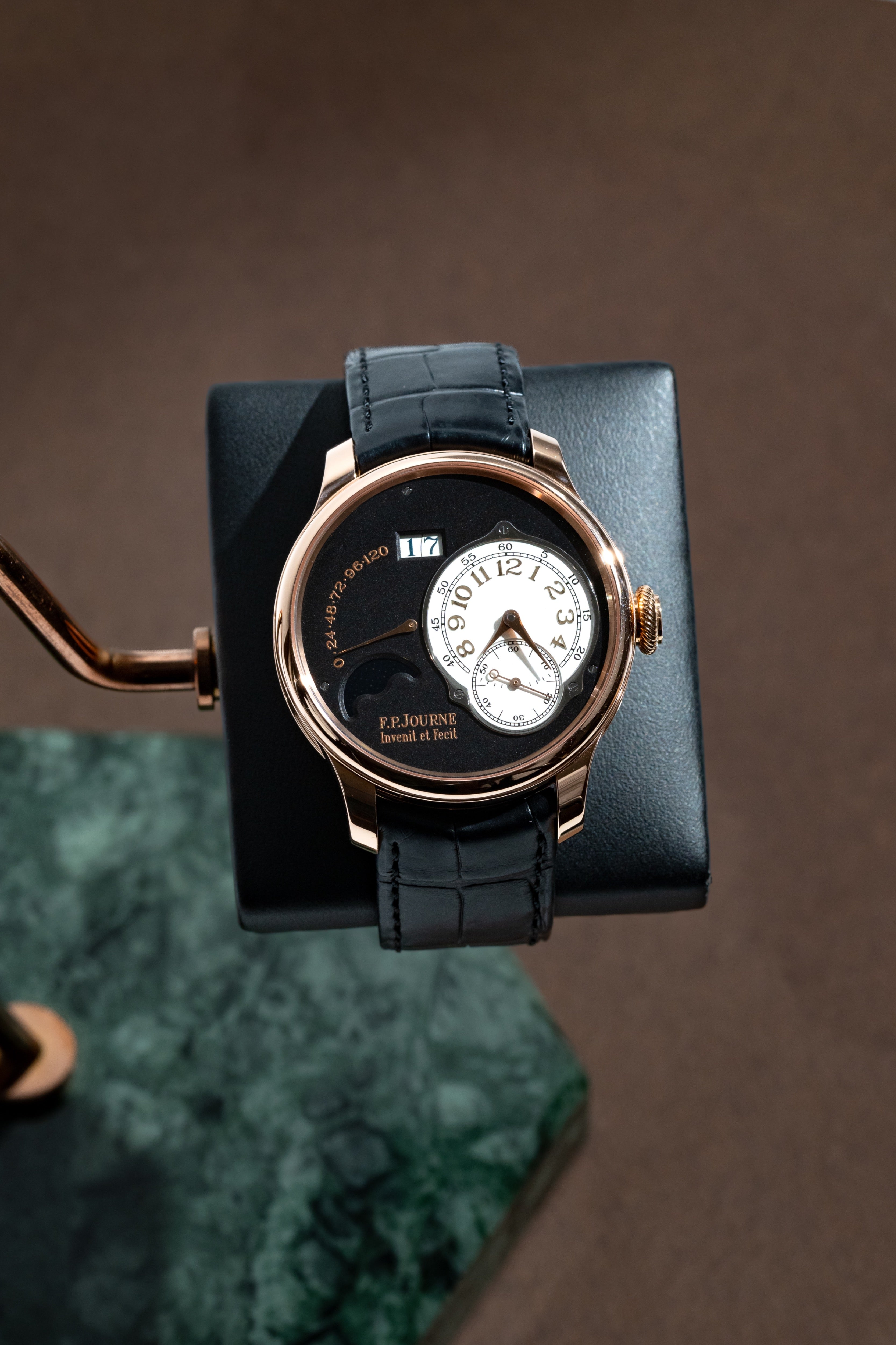 F.P.Journe Boutique Edition Lune (LN) Rose Gold Black Dial Black Leather Strap 40MM Calibre 1300.3