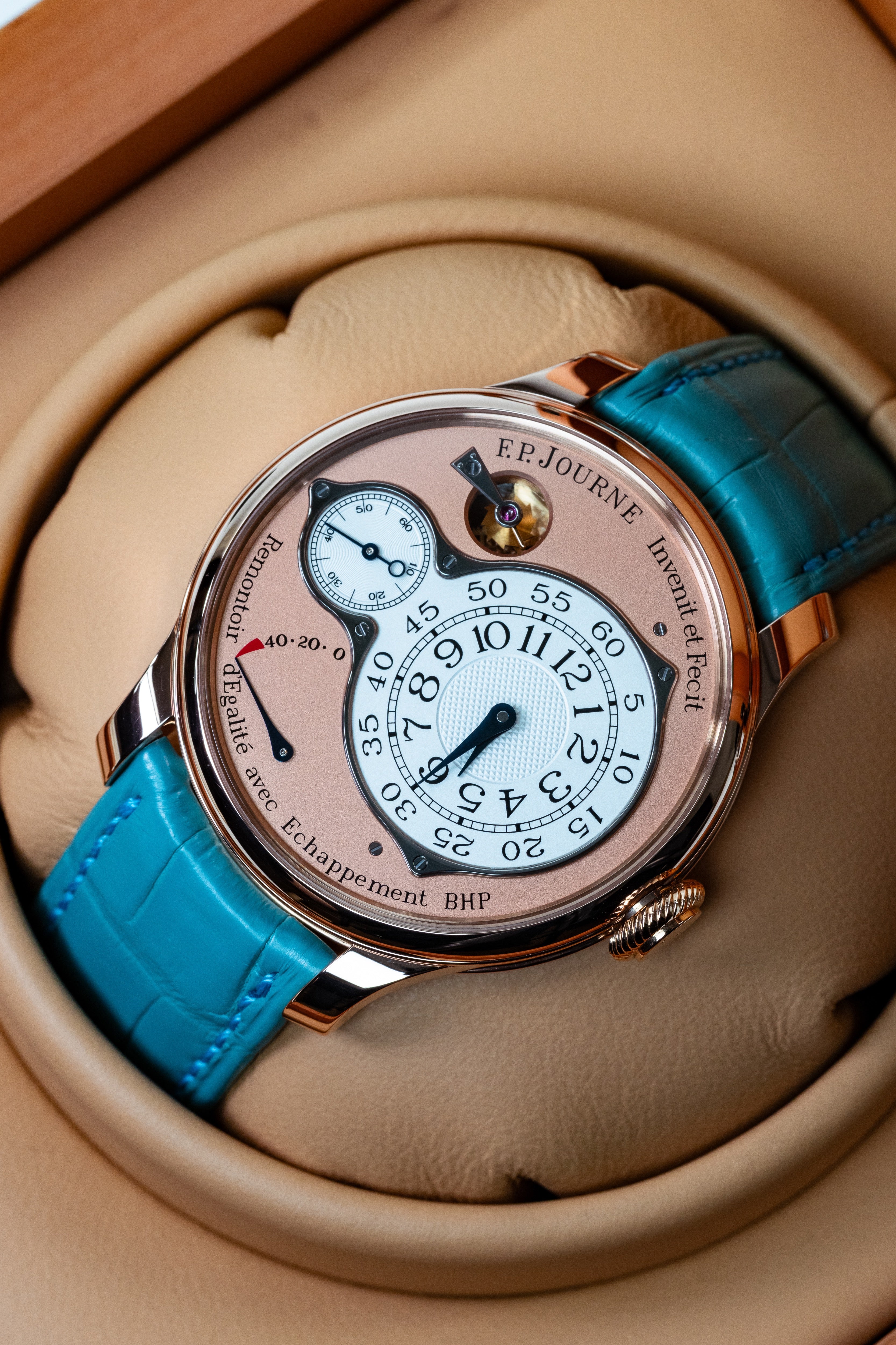 F.P.Journe Chronometre Optimum (CO) Rose Gold Salmon Dial Blue Leather Strap 40MM Calibre 1510