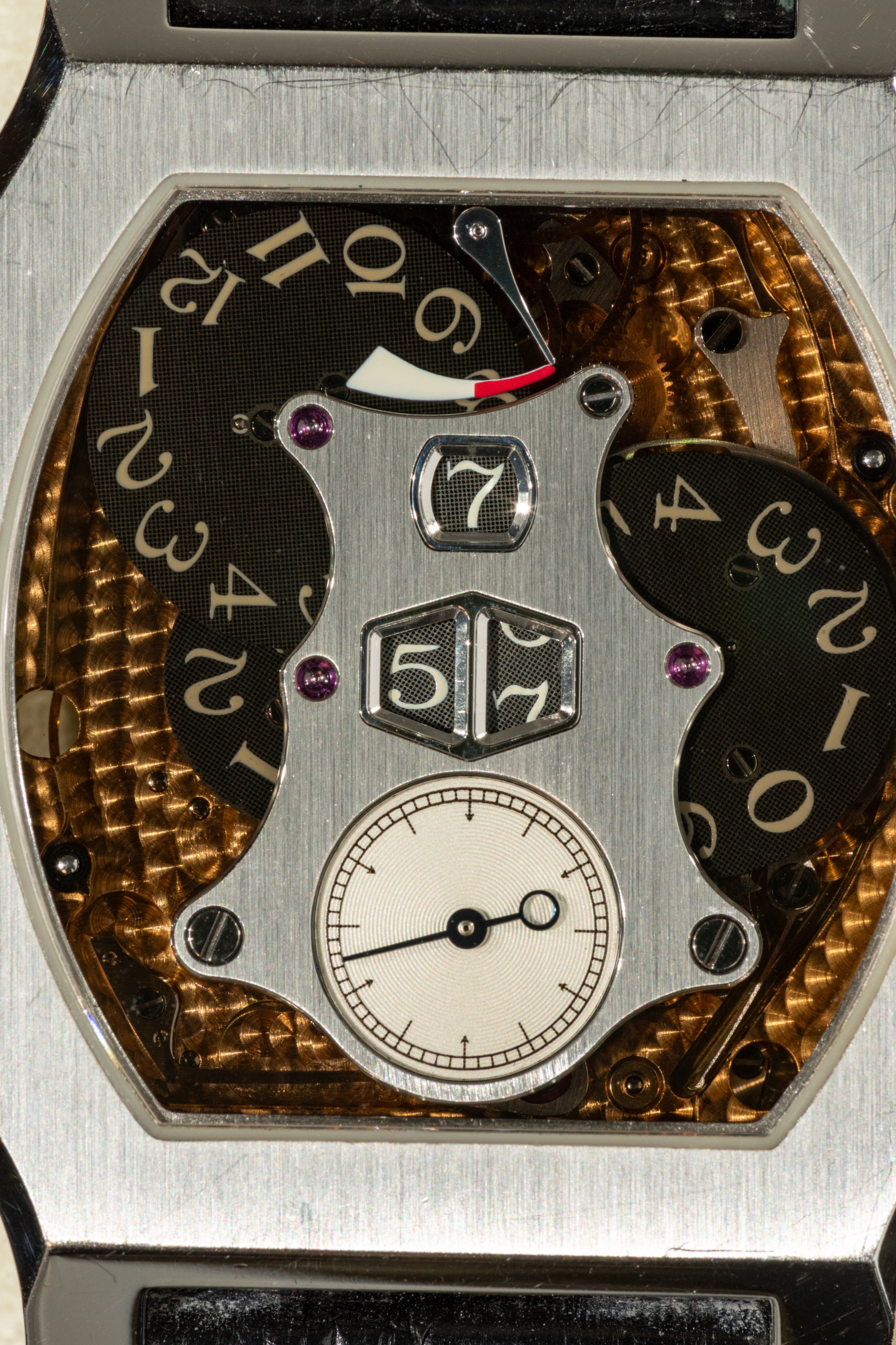 F.P.Journe Vagabondage II (VII) Platinum Gold Dial Black Leather Strap 45.2 x 37.5MM Calibre 1509