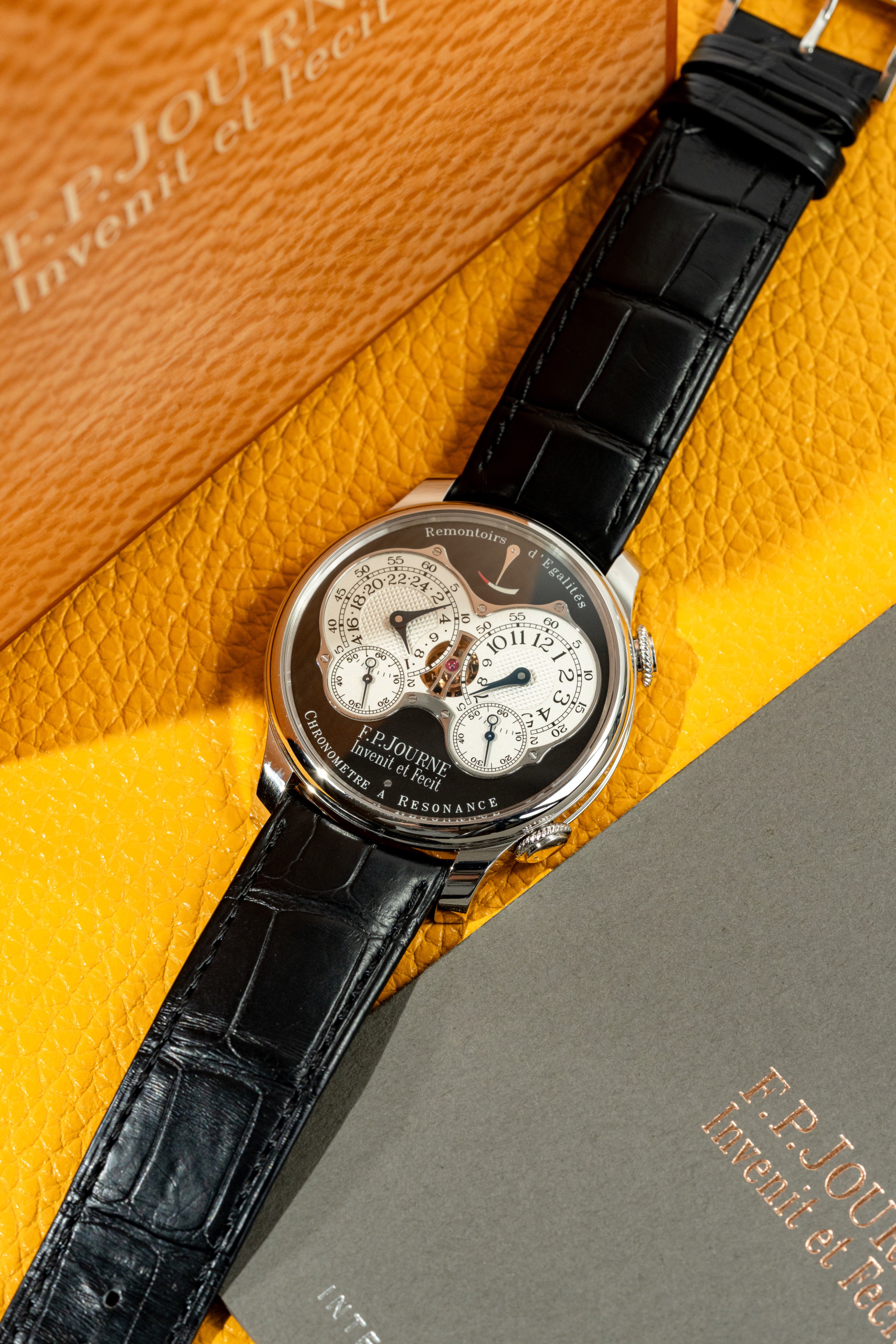 F.P.Journe Chronometre à Resonance (RQ) Platinum Black Dial Leather Strap 40MM Calibre 1520