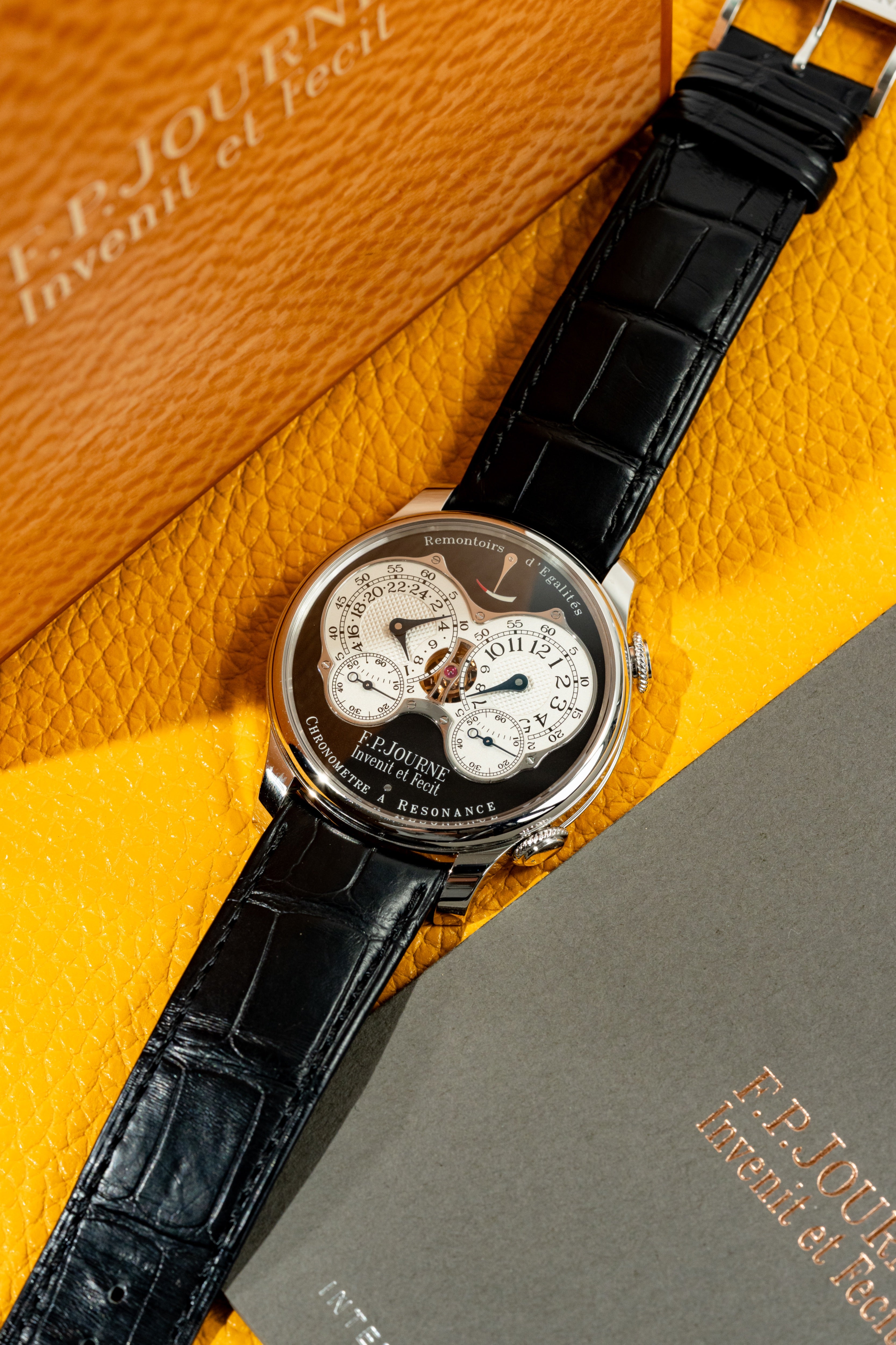 F.P.Journe Chronometre à Resonance (RQ) Platinum Black Dial Leather Strap 40MM Calibre 1520