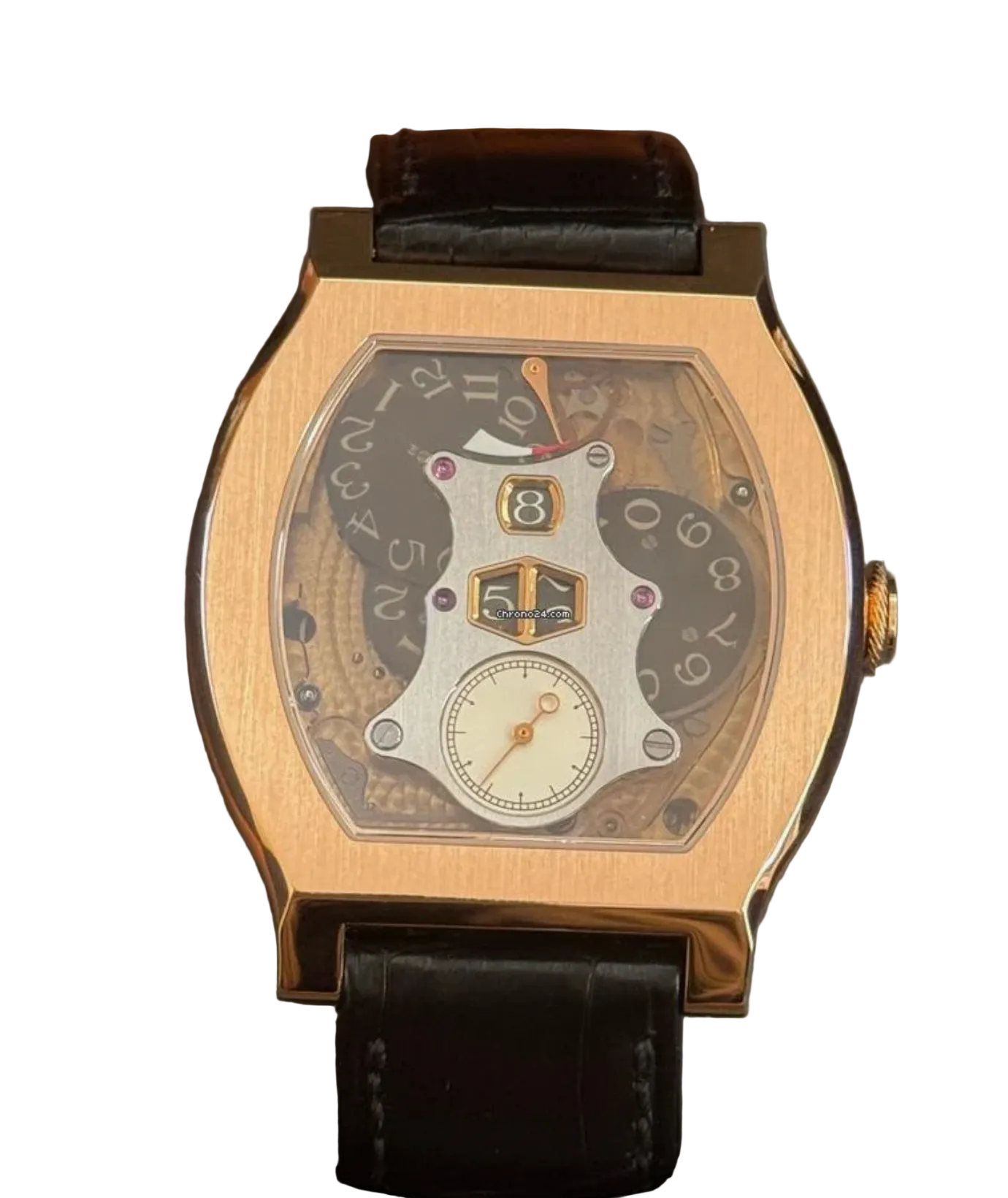 F.P.Journe Vagabondage II (VII) Rose Gold Smoked Sapphire Black Leather Strap 45.2MM Calibre 1509