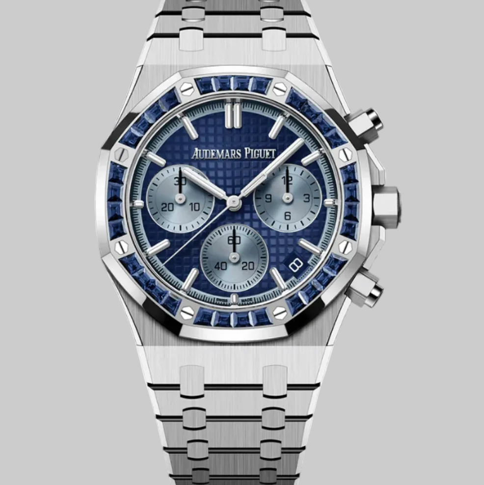 Audemars Piguet Royal Oak Chronograph 26240BC.SS.1320BC.01 White Gold Sapphire Bezel Blue Dial Japan Limited Edition