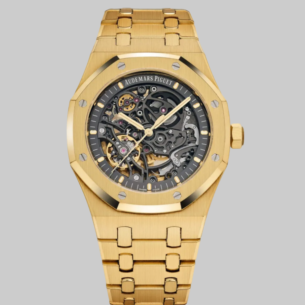 Audemars Piguet Royal Oak 15407BA.OO.1220BA.01 Double Balance Wheel Yellow Gold Openworked Dial