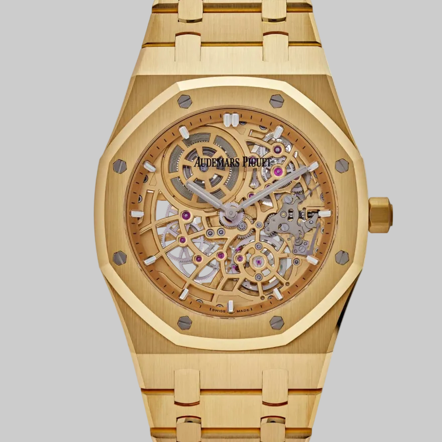 Audemars Piguet Royal Oak 16204BA.OO.1240BA.01 Jumbo Extra-Thin Yellow Gold Openworked