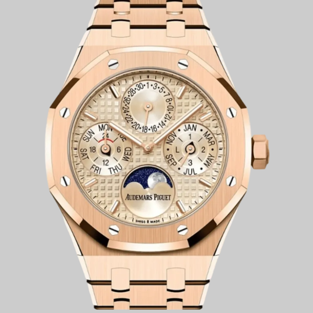 Audemars Piguet Royal Oak 26684OR.OO.1356OR.01 Perpetual Calendar Rose Gold Beige Dial