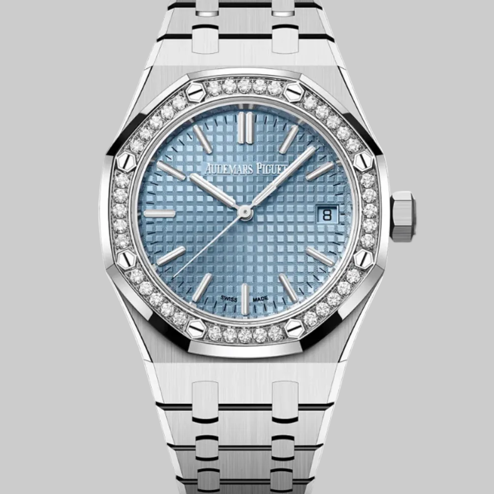 Audemars Piguet Royal Oak 15551ST.ZZ.1356ST.04 Selfwinding Stainless Steel Ice Blue Dial Diamond Bezel