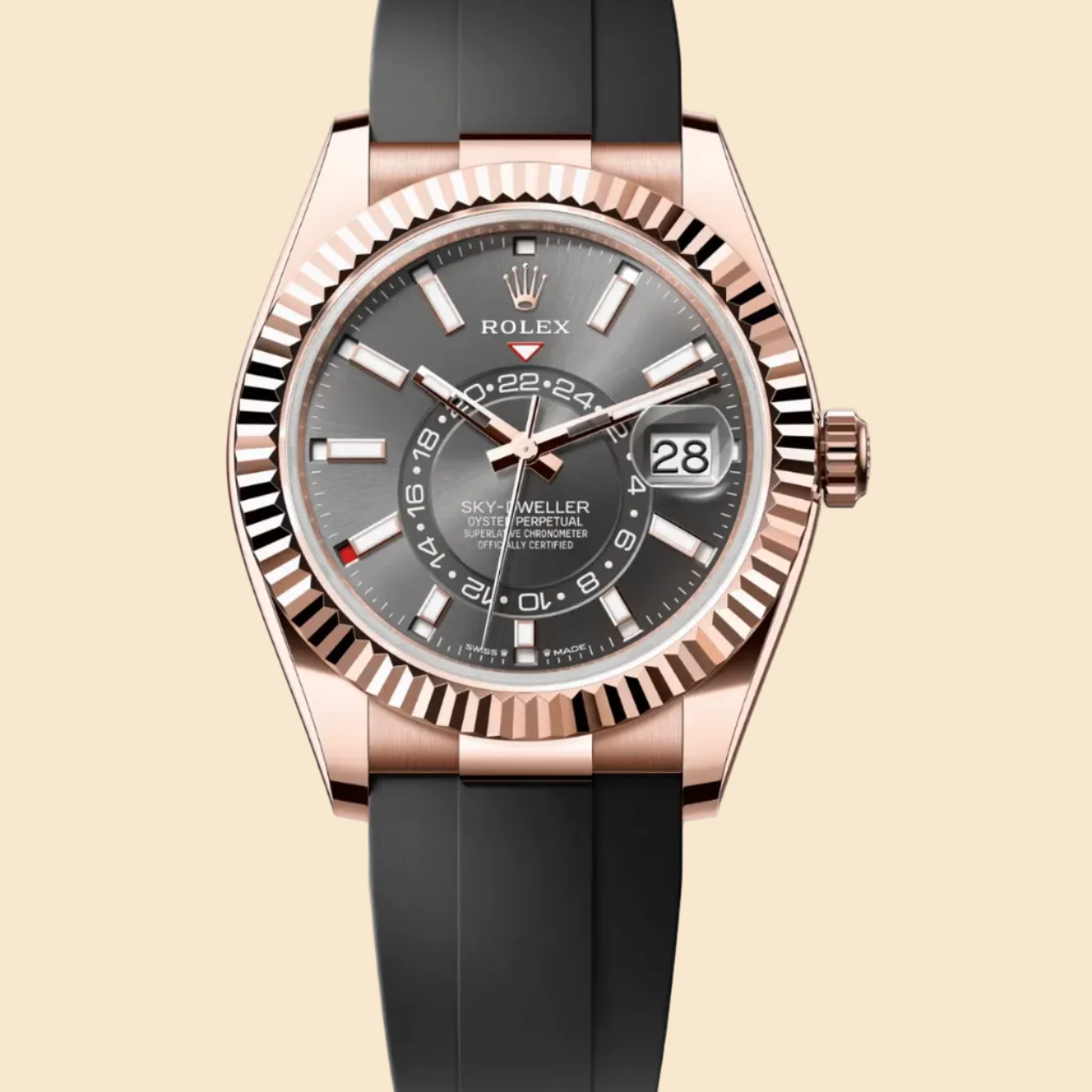 Rolex Sky-Dweller 336235 Rose Gold Slate Rhodium Dial