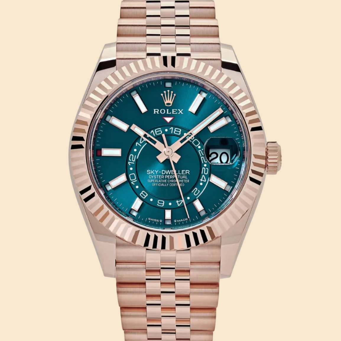 Rolex Sky-Dweller 336935 Rose Gold Blue-Green Dial Jubilee