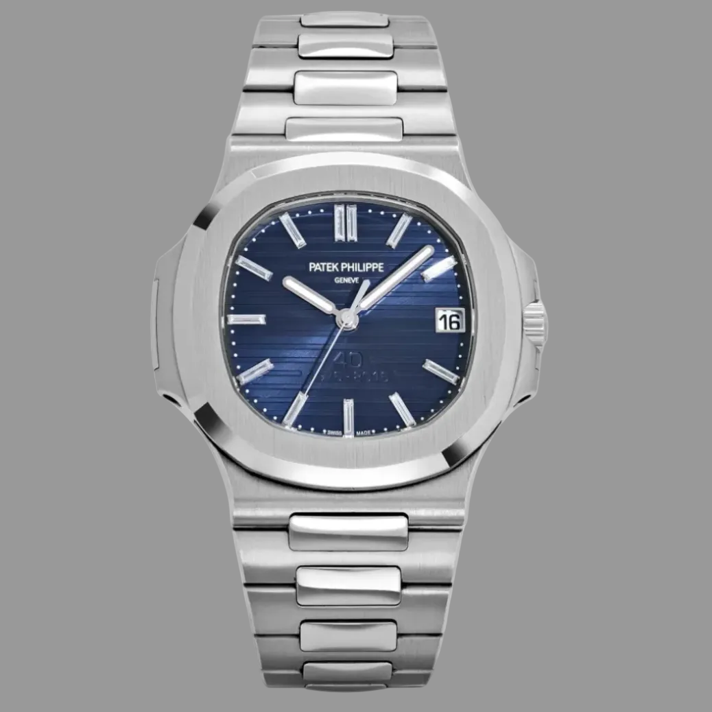 Patek Philippe Nautilus 5711/1P-001 40th Anniversary Platinum Blue Diamond Baguette Dial Limited Edition