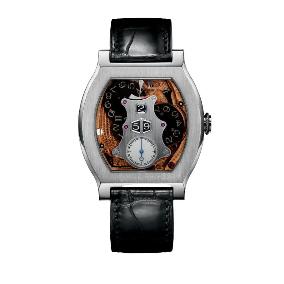 F.P.Journe Vagabondage II (VII) Platinum Gold Dial Black Leather Strap 45.2 x 37.5MM Calibre 1509