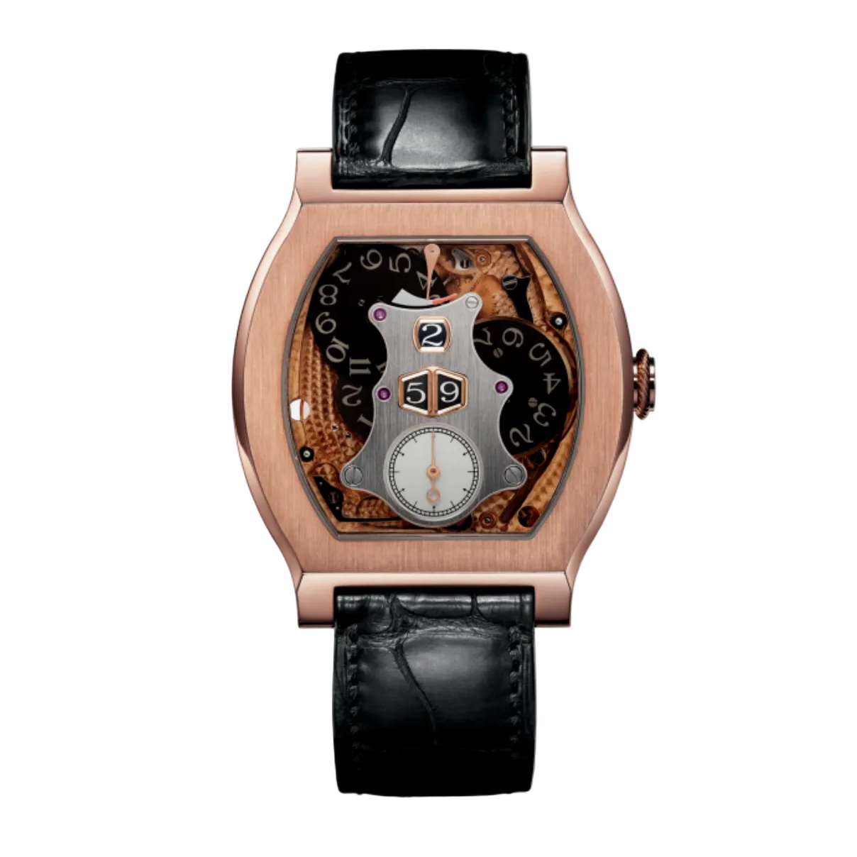F.P.Journe Vagabondage II (VII) Rose Gold Smoked Sapphire Black Leather Strap 45.2MM Calibre 1509