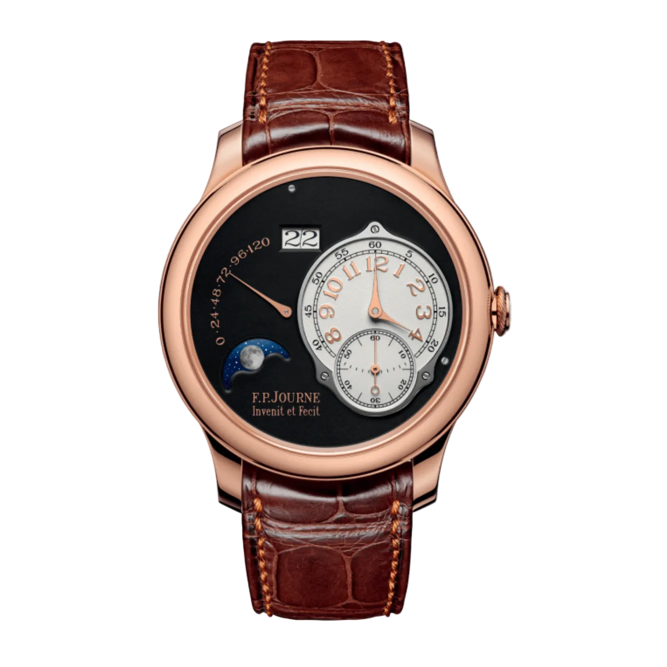 F.P.Journe Boutique Edition Lune (LN) Rose Gold Black Dial Black Leather Strap 40MM Calibre 1300.3