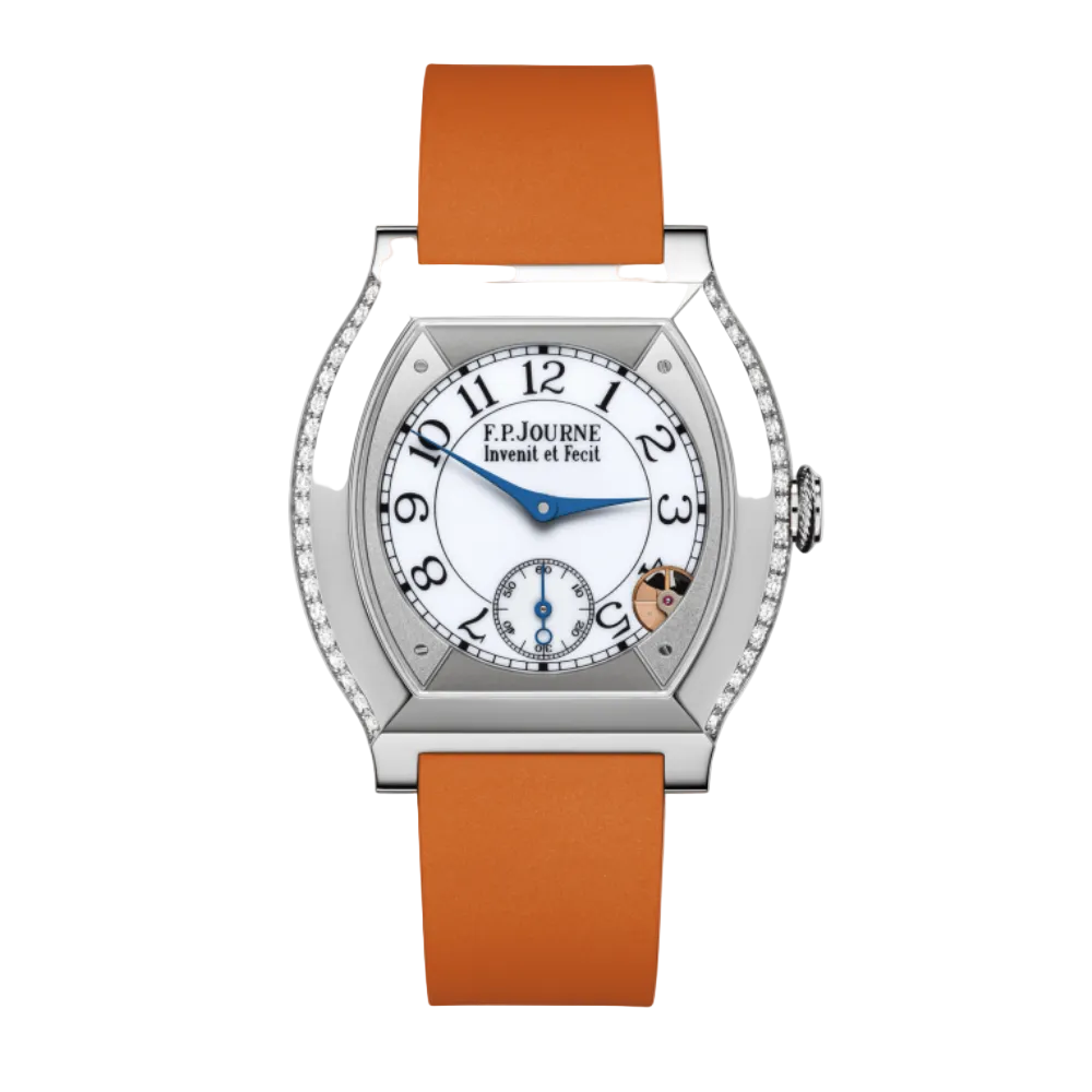 F.P.Journe Élégante 2 Rows Of Diamonds (ELT) Titanium White Dial Orange Strap 40MM Calibre 1210