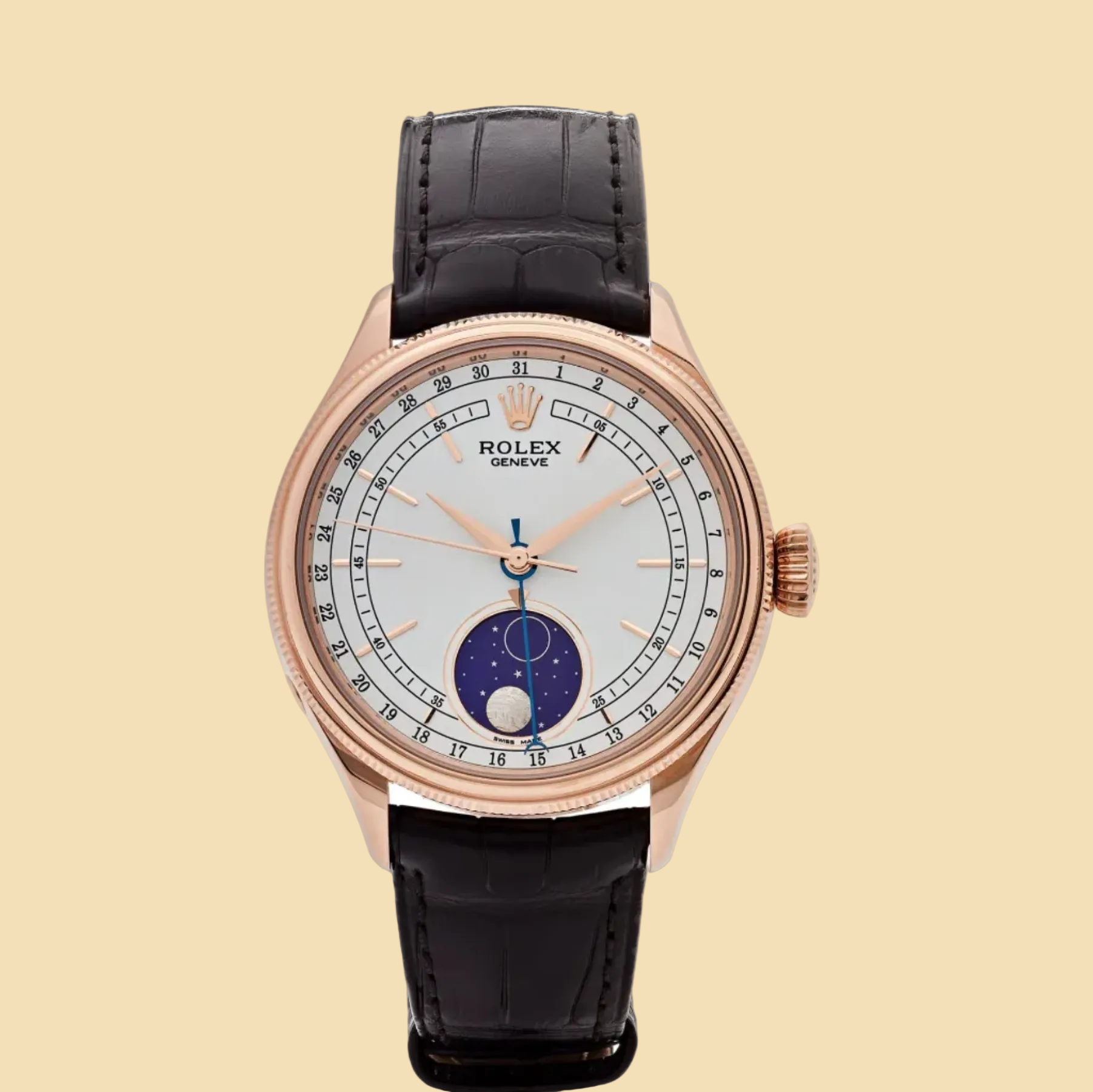 Rolex Cellini 50535 Rose Gold White Dial Moon Phase