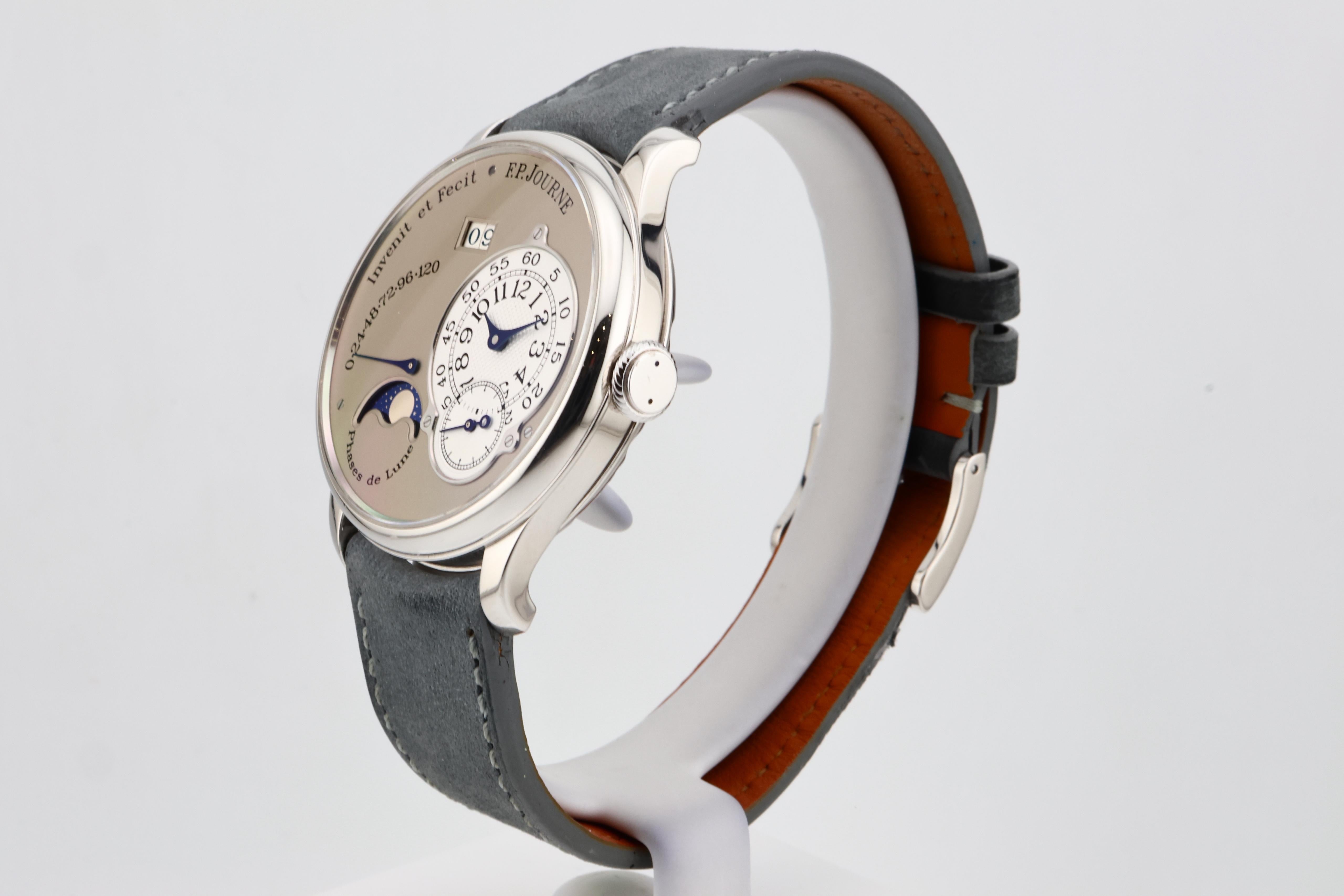 F.P.Journe Octa Lune (04L) Platinum Sliver Dial Leather Strap 38MM Calibre 1300