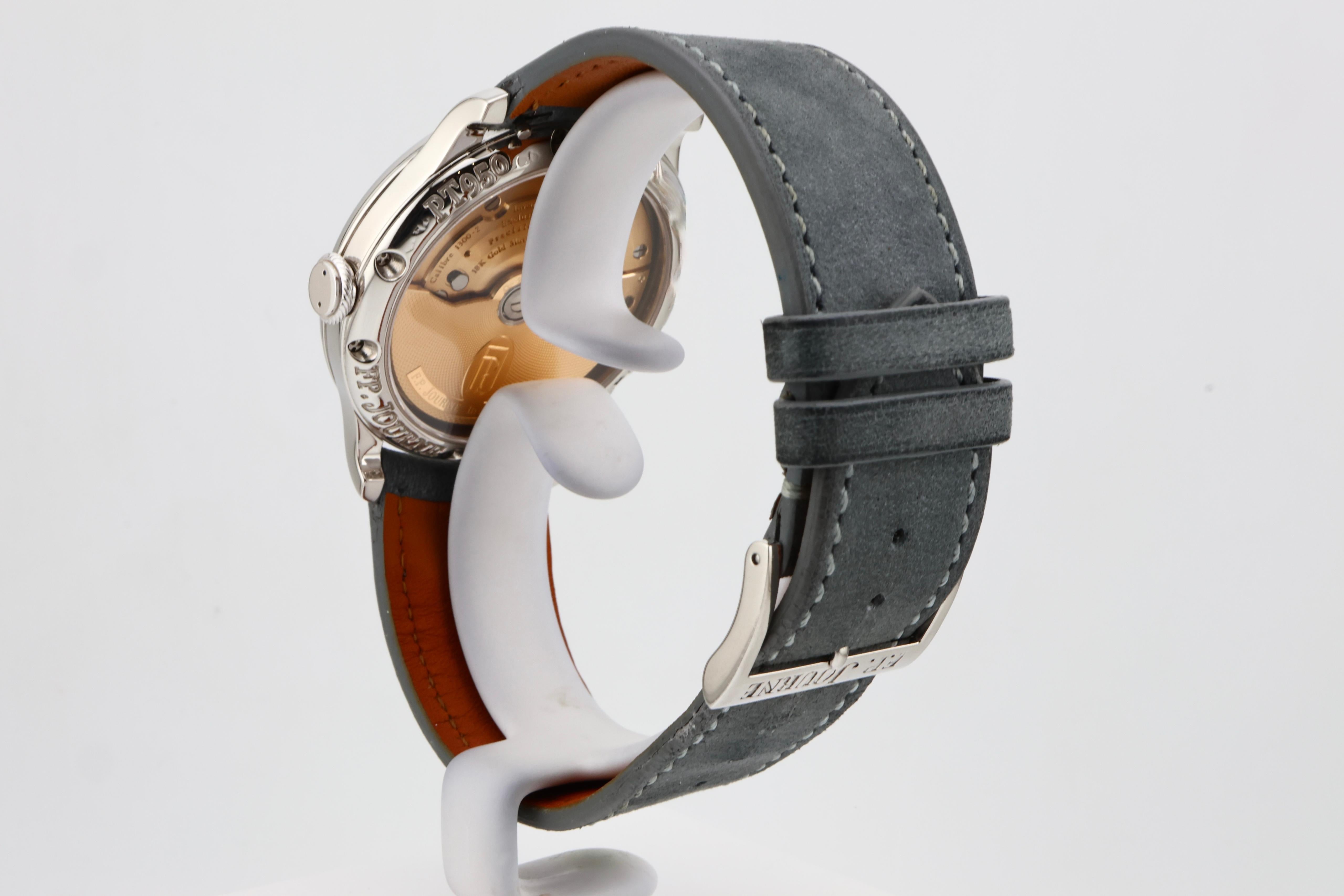 F.P.Journe Octa Lune (04L) Platinum Sliver Dial Leather Strap 38MM Calibre 1300