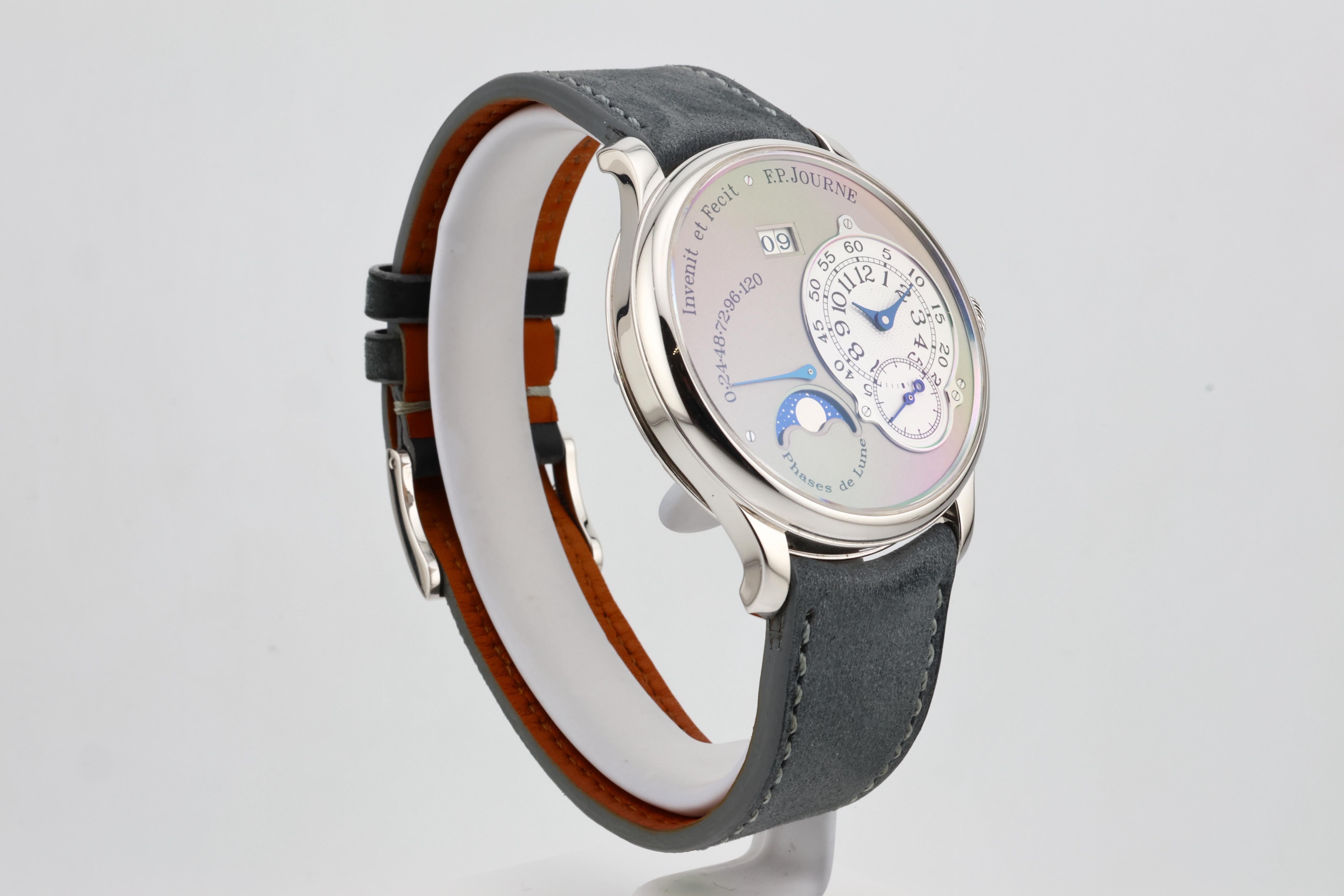 F.P.Journe Octa Lune (04L) Platinum Sliver Dial Leather Strap 38MM Calibre 1300