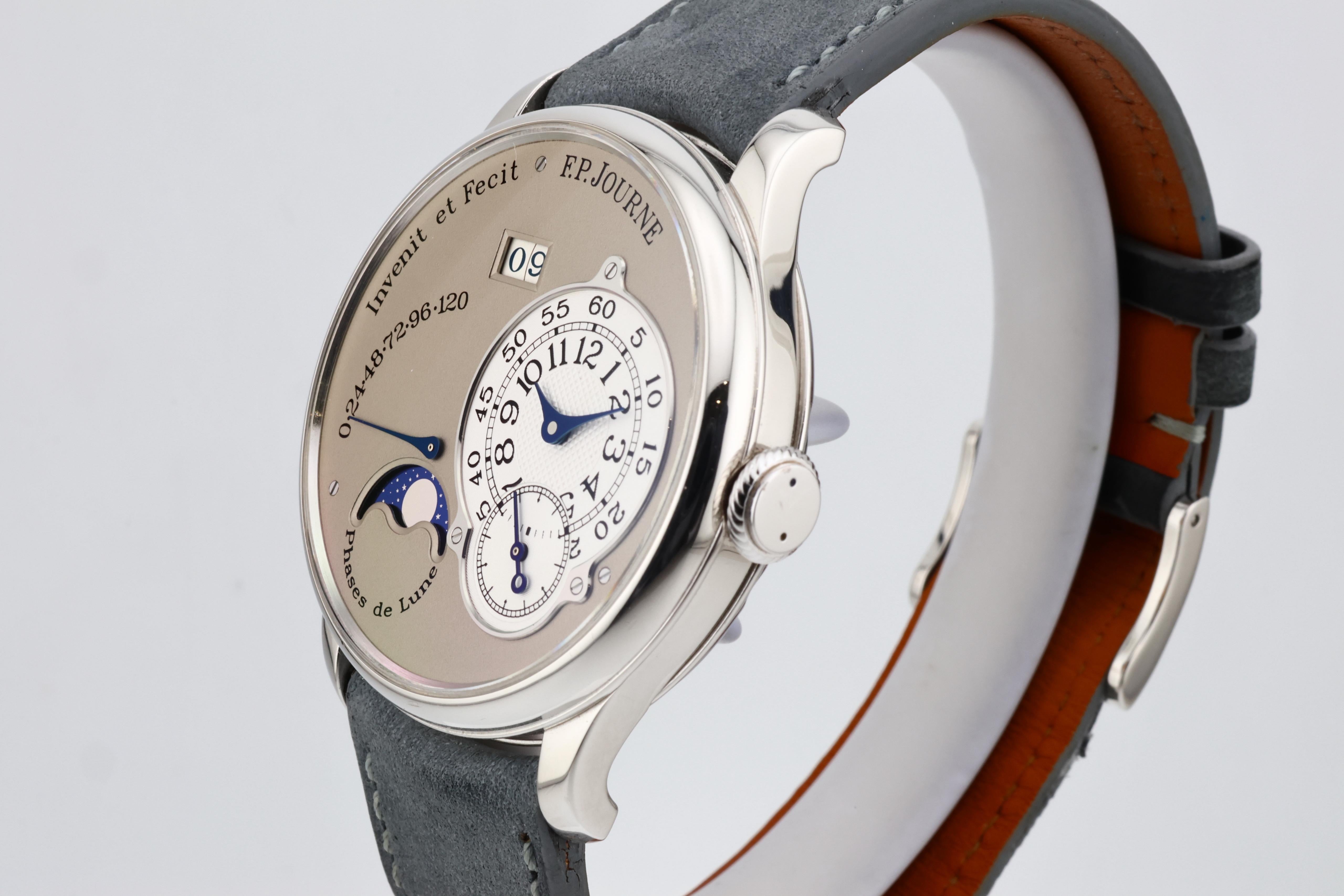 F.P.Journe Octa Lune (04L) Platinum Sliver Dial Leather Strap 38MM Calibre 1300
