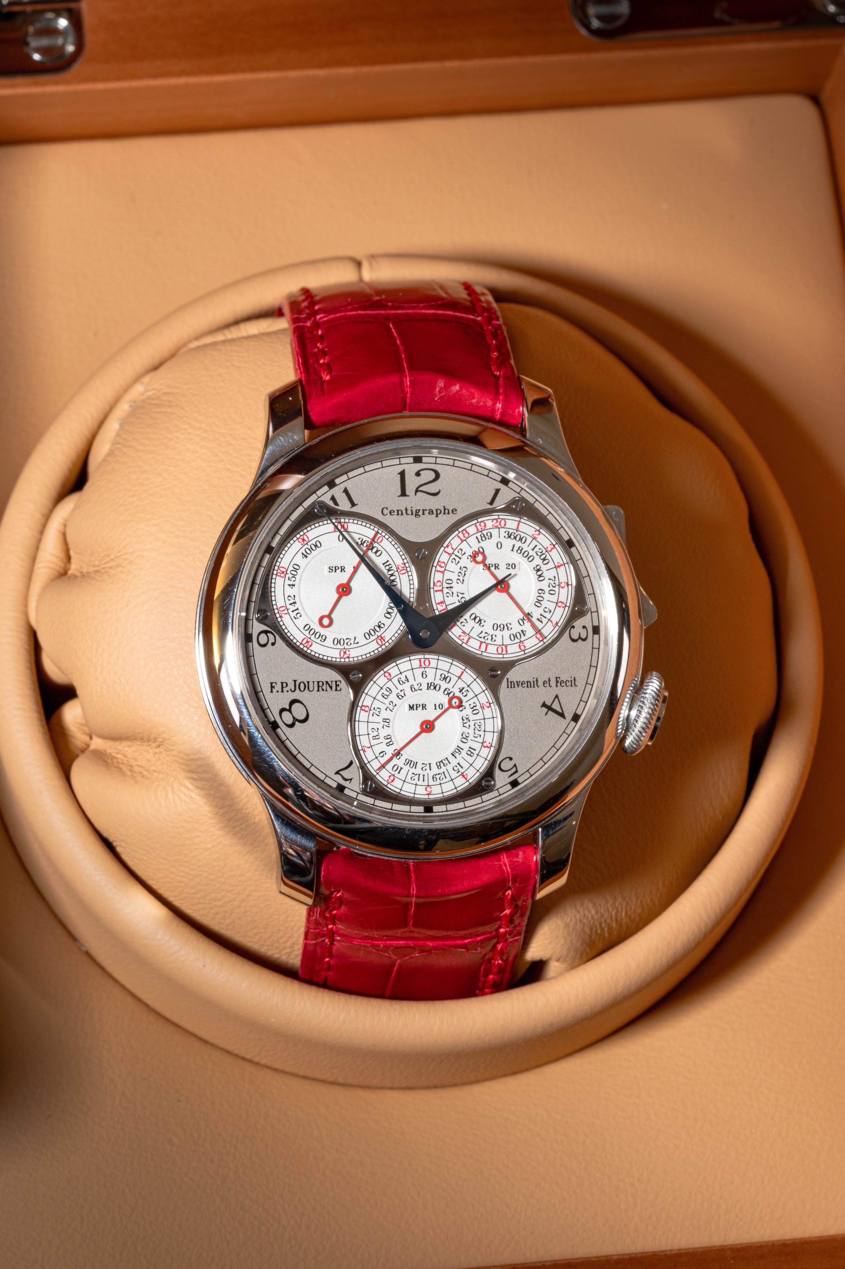 F.P.Journe Souveraine Centigraphe (CT) Platinum Silver Dial Leather Strap 40MM Calibre 1506