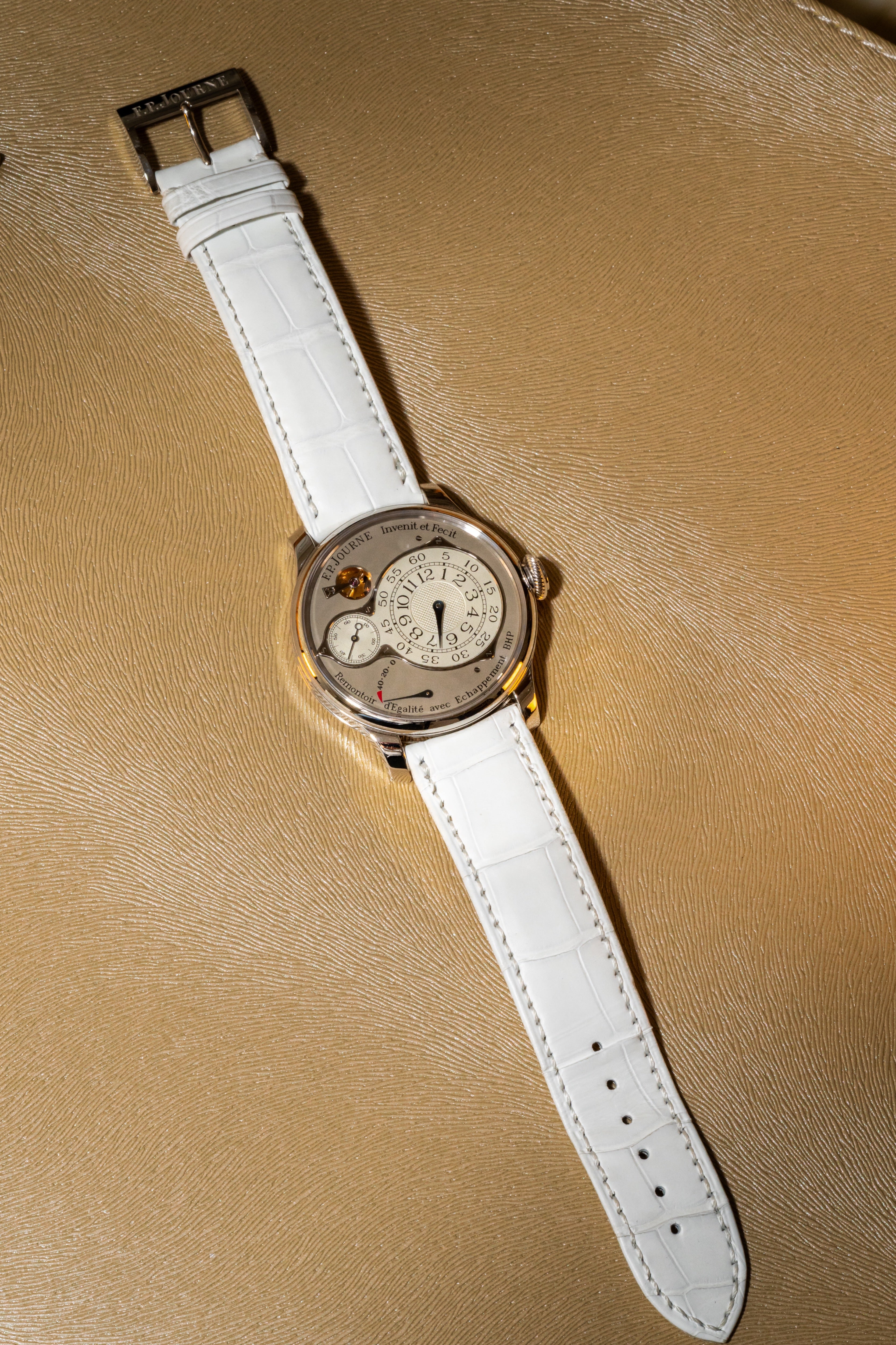 F.P.Journe Chronometre Optimum (CO) Platinum Silver Dial White Strap 40MM Calibre 1510