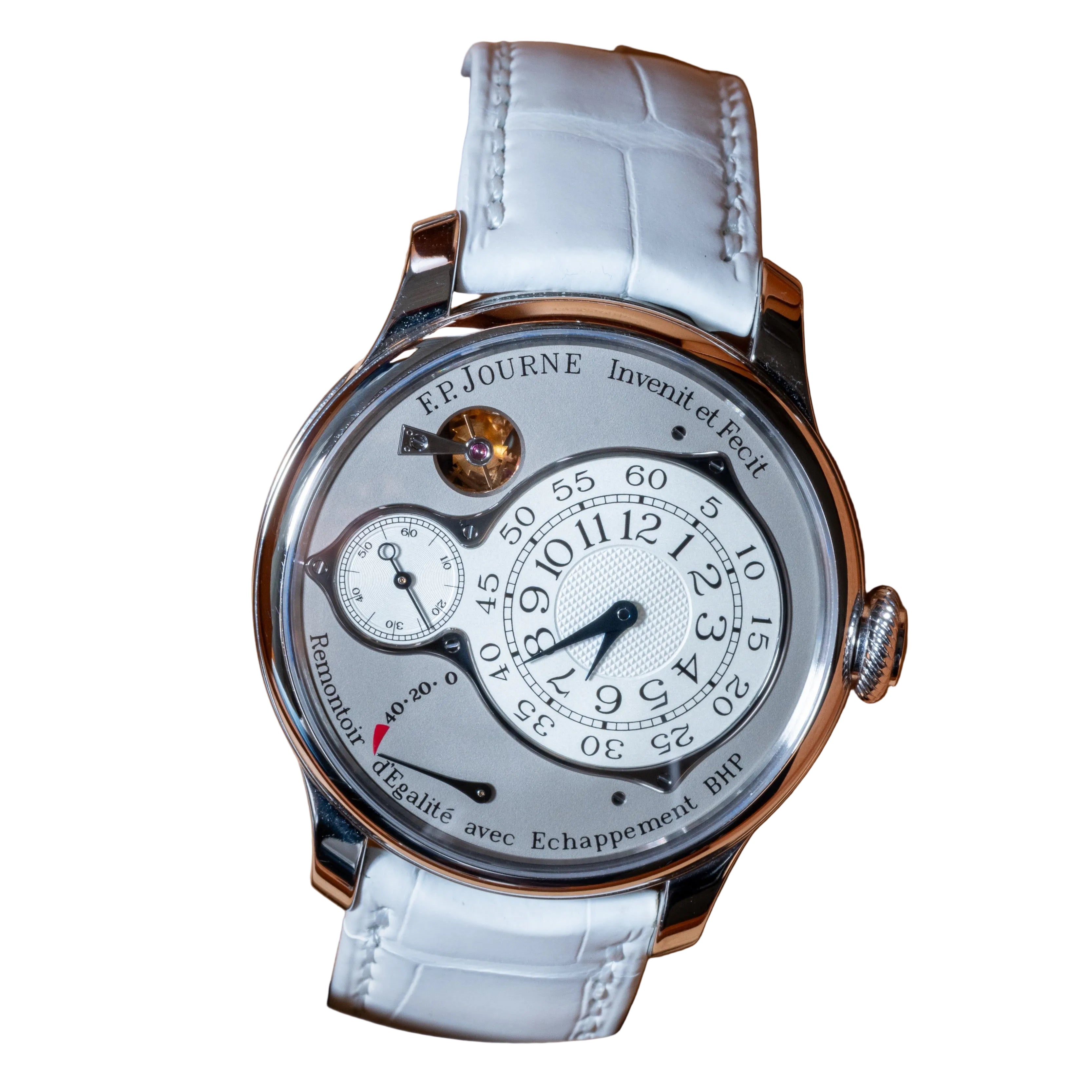 F.P.Journe Chronometre Optimum (CO) Platinum Silver Dial White Strap 40MM Calibre 1510