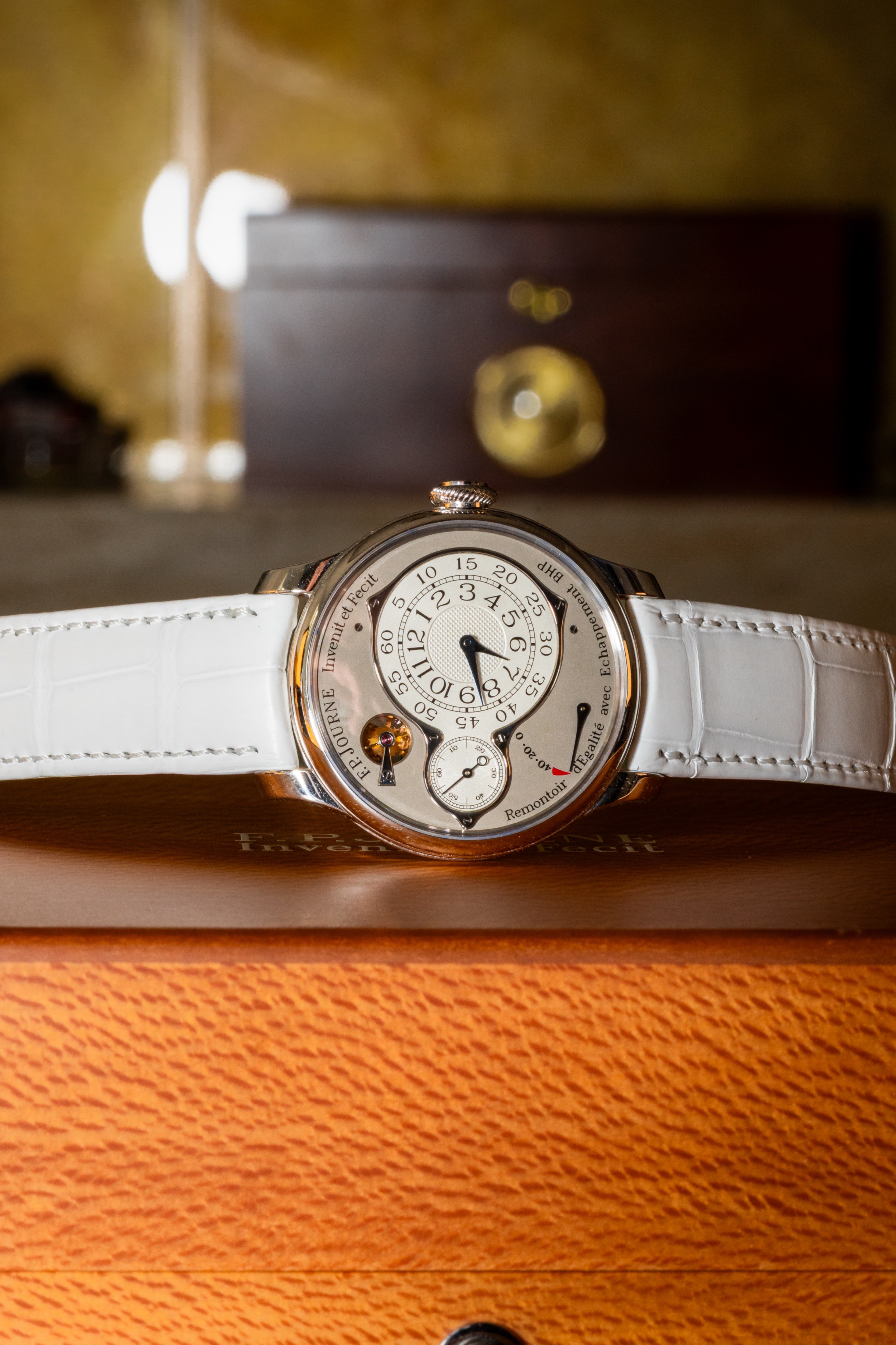 F.P.Journe Chronometre Optimum (CO) Platinum Silver Dial White Strap 40MM Calibre 1510