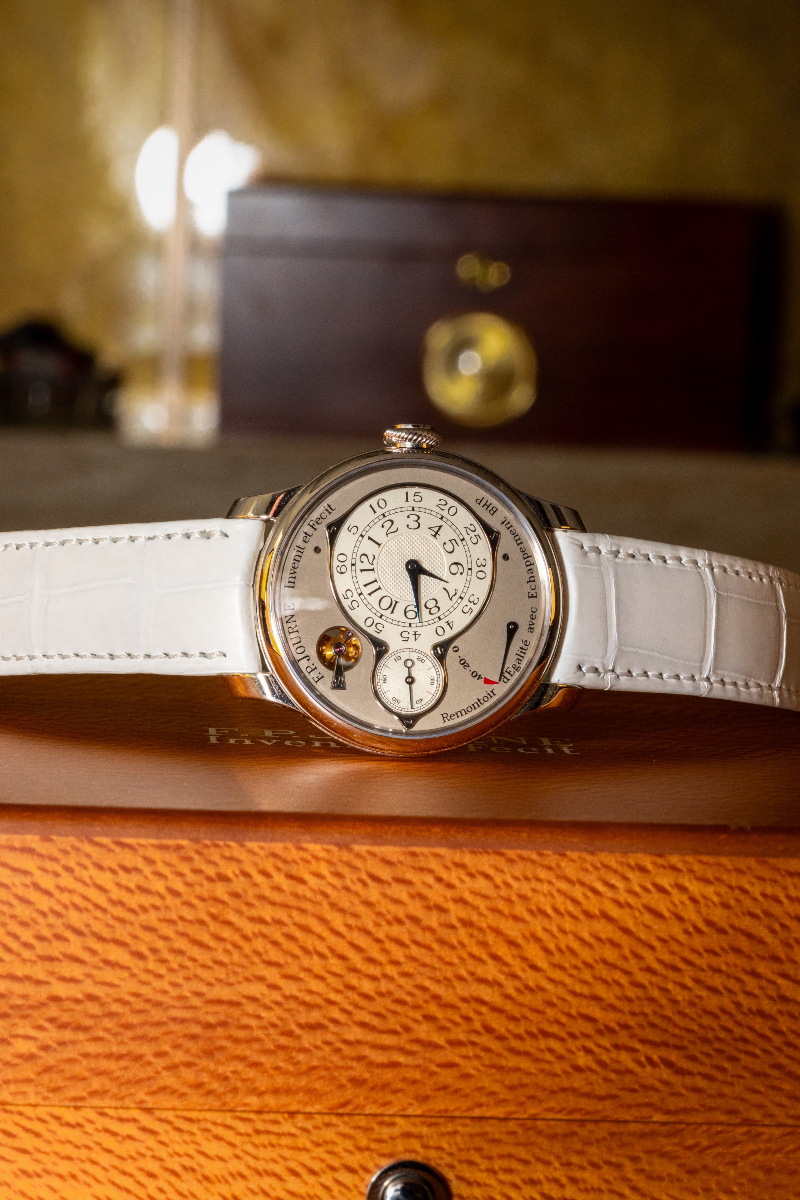 F.P.Journe Chronometre Optimum (CO) Platinum Silver Dial White Strap 40MM Calibre 1510