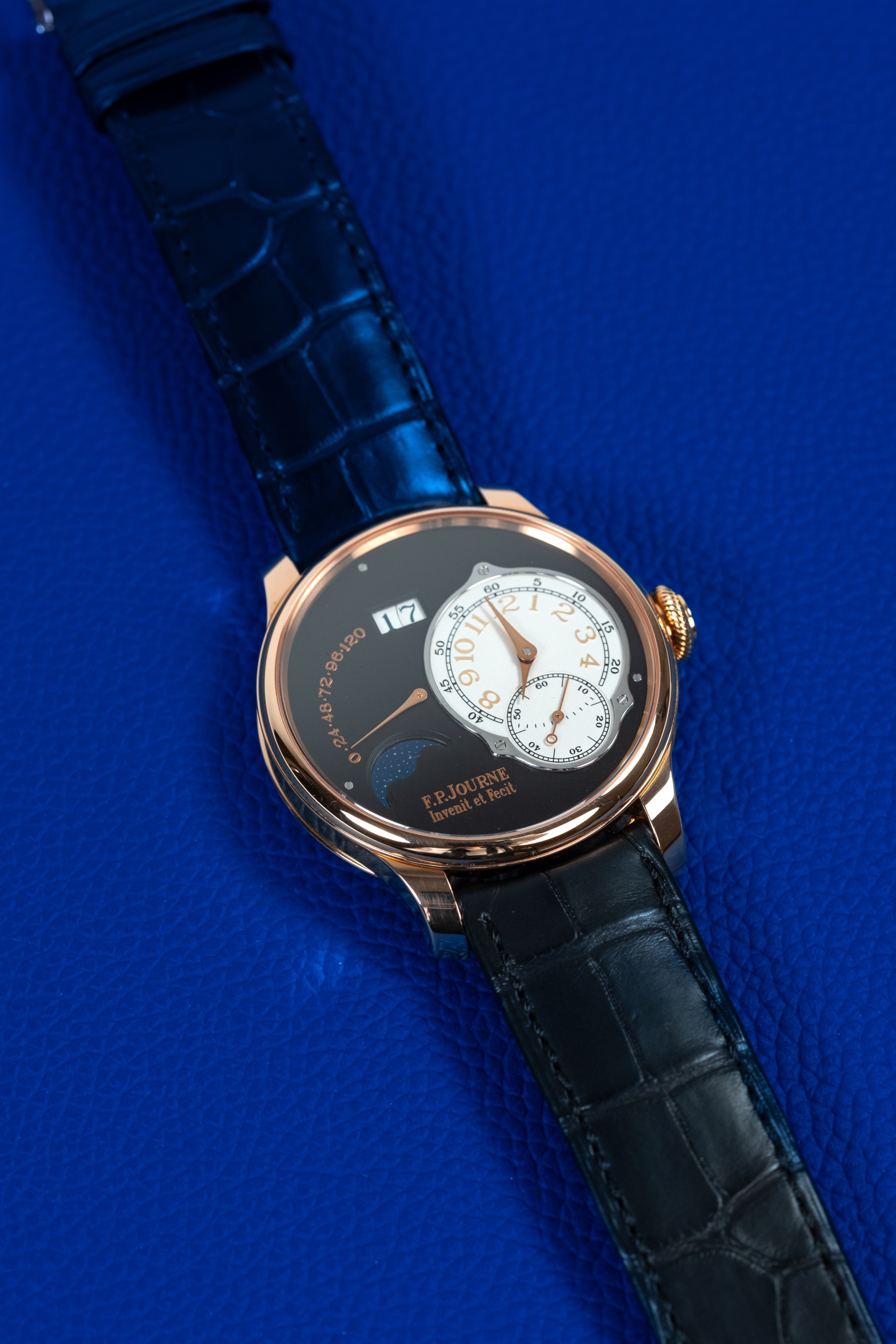 F.P.Journe Boutique Edition Lune (LN) Rose Gold Black Dial Black Leather Strap 40MM Calibre 1300.3