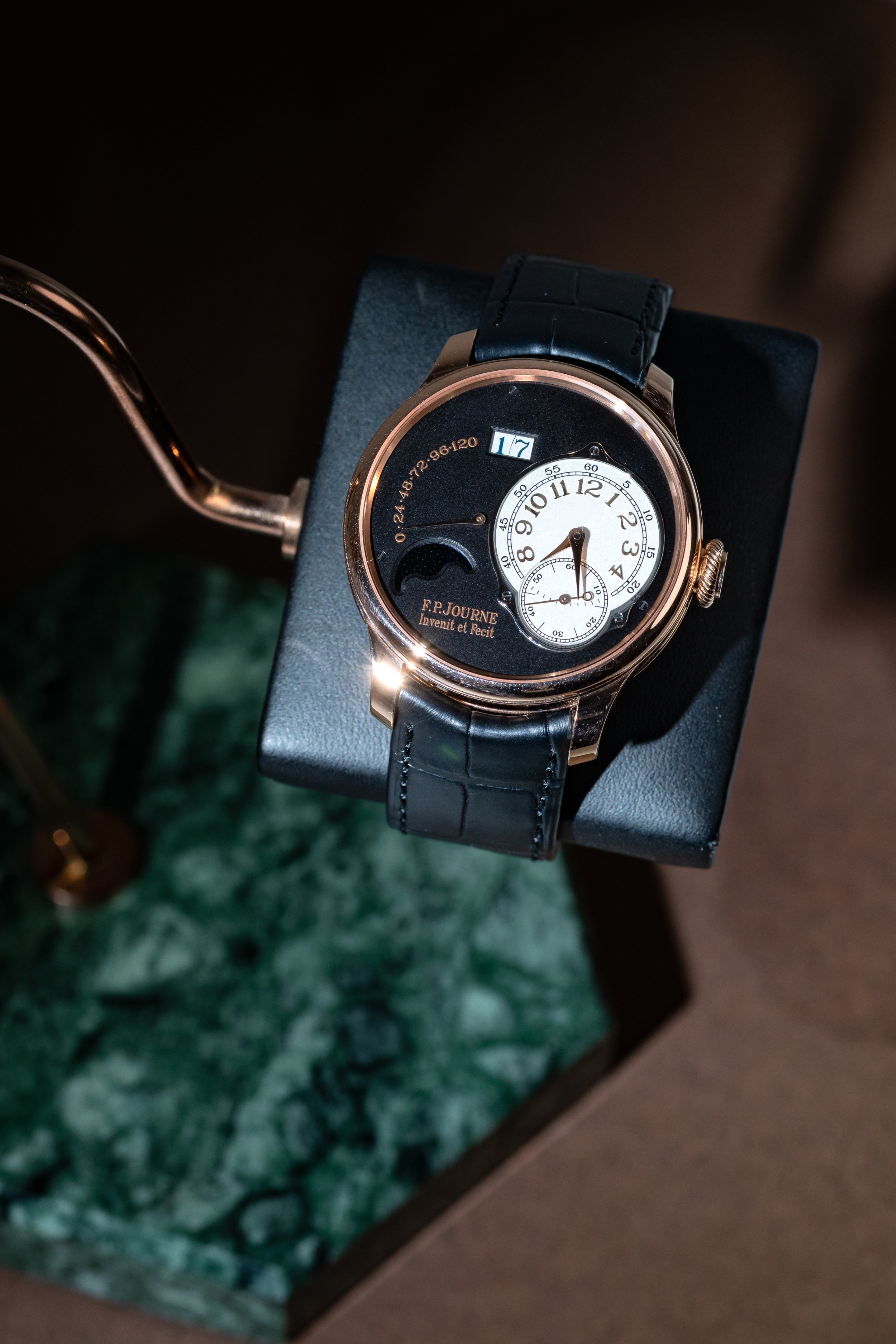 F.P.Journe Boutique Edition Lune (LN) Rose Gold Black Dial Black Leather Strap 40MM Calibre 1300.3
