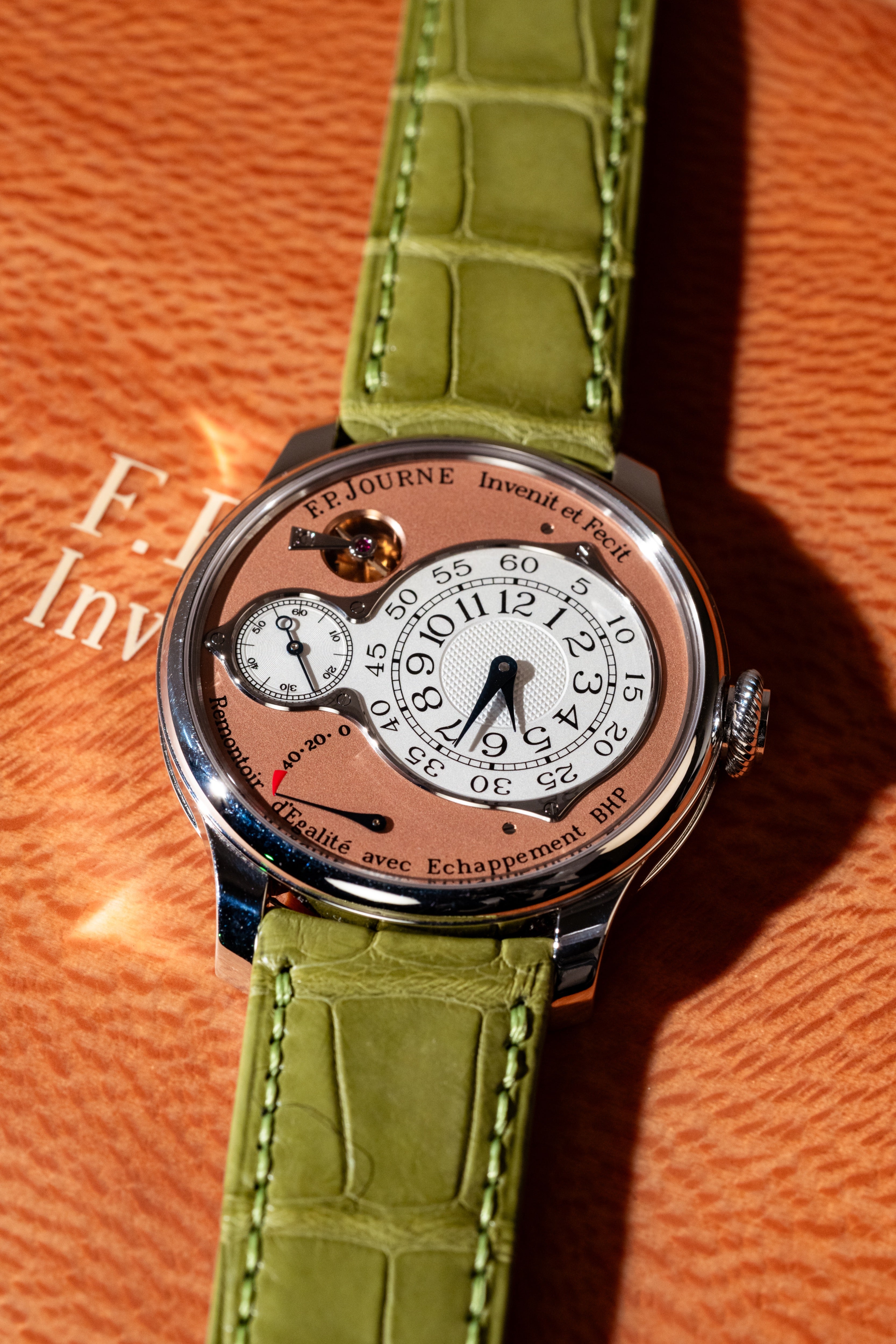 F.P.Journe Chronometre Optimum (CO) Platinum Salmon Dial Green Leather 40MM Calibre 1510