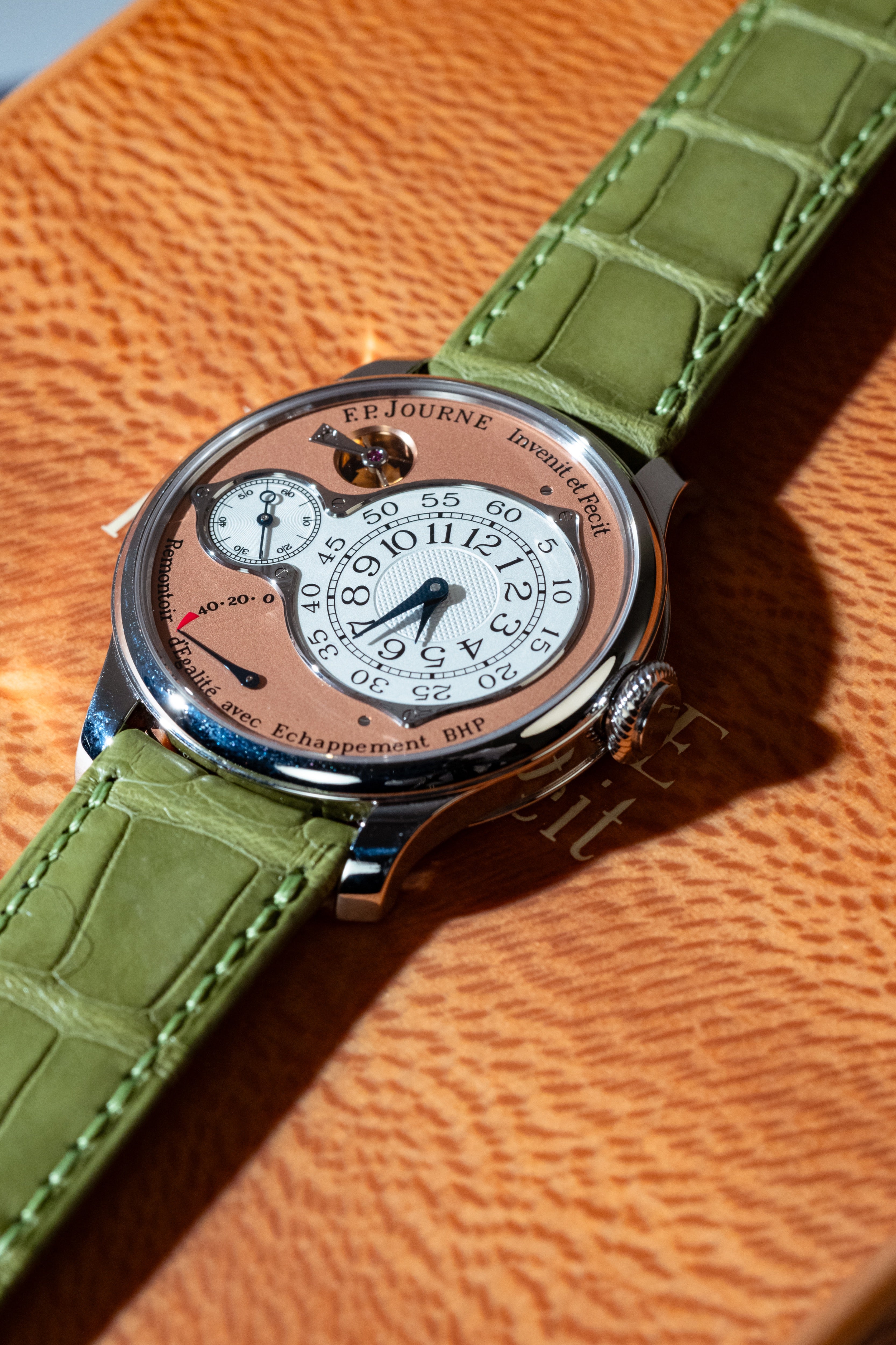 F.P.Journe Chronometre Optimum (CO) Platinum Salmon Dial Green Leather 40MM Calibre 1510