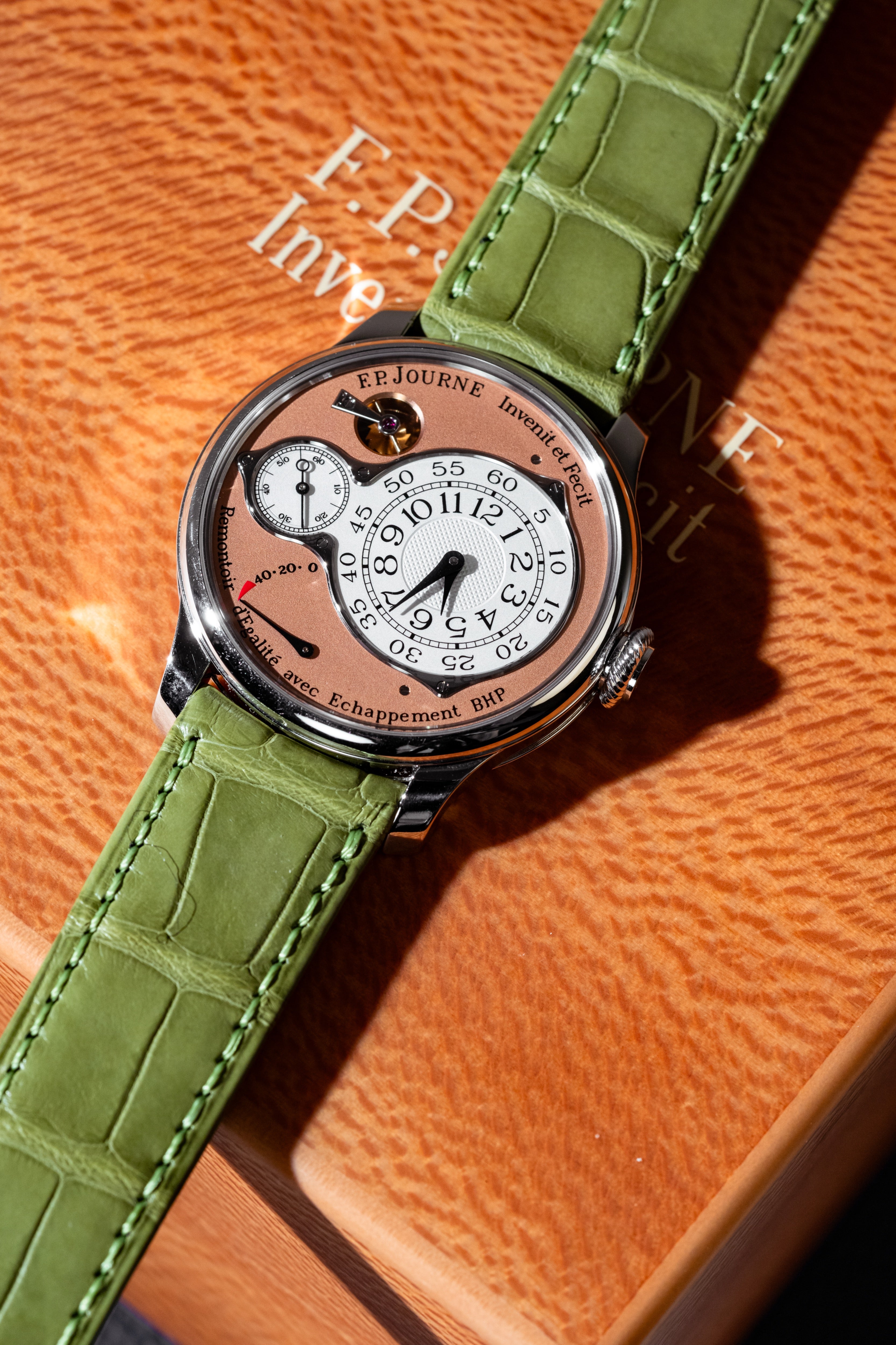 F.P.Journe Chronometre Optimum (CO) Platinum Salmon Dial Green Leather 40MM Calibre 1510