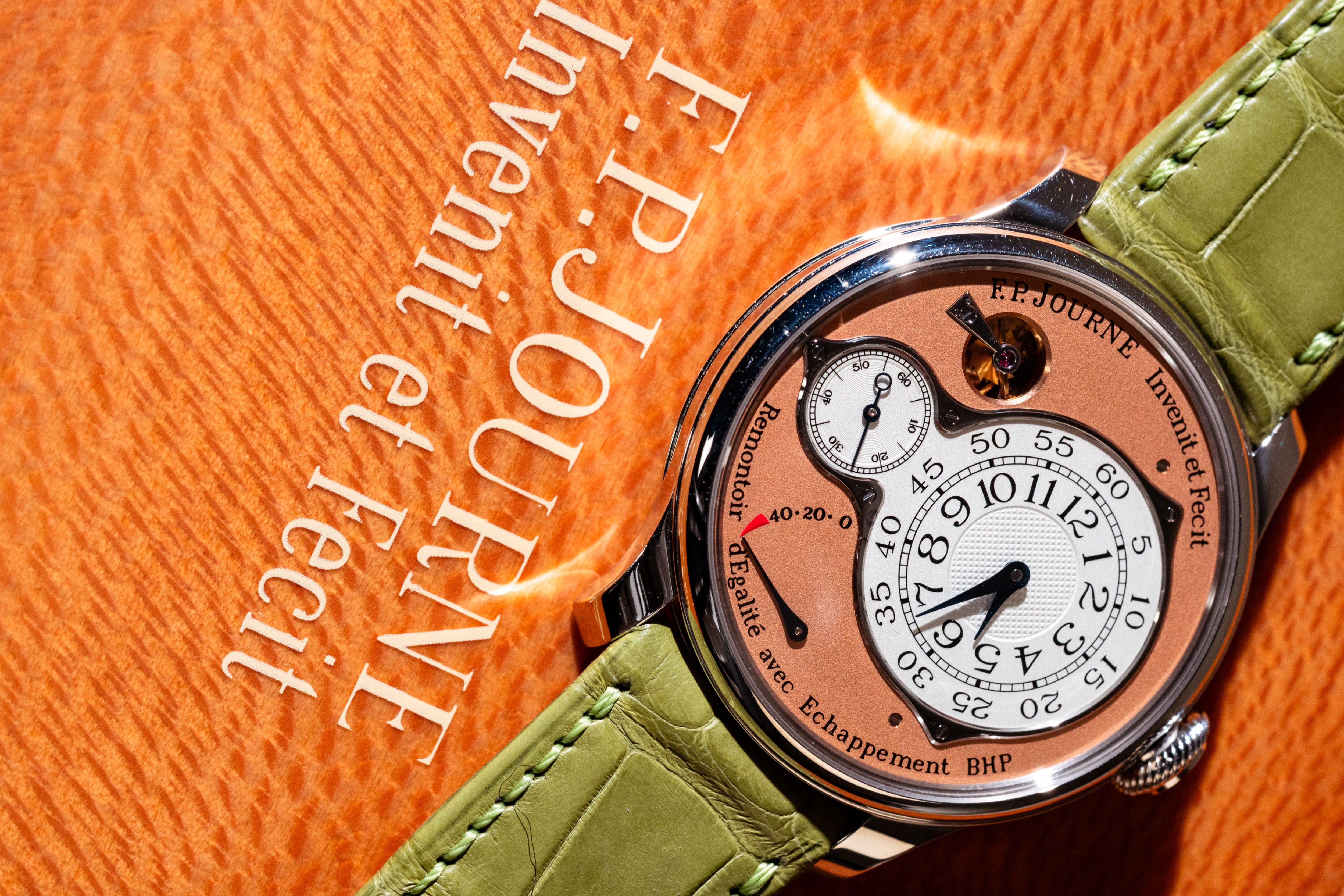 F.P.Journe Chronometre Optimum (CO) Platinum Salmon Dial Green Leather 40MM Calibre 1510