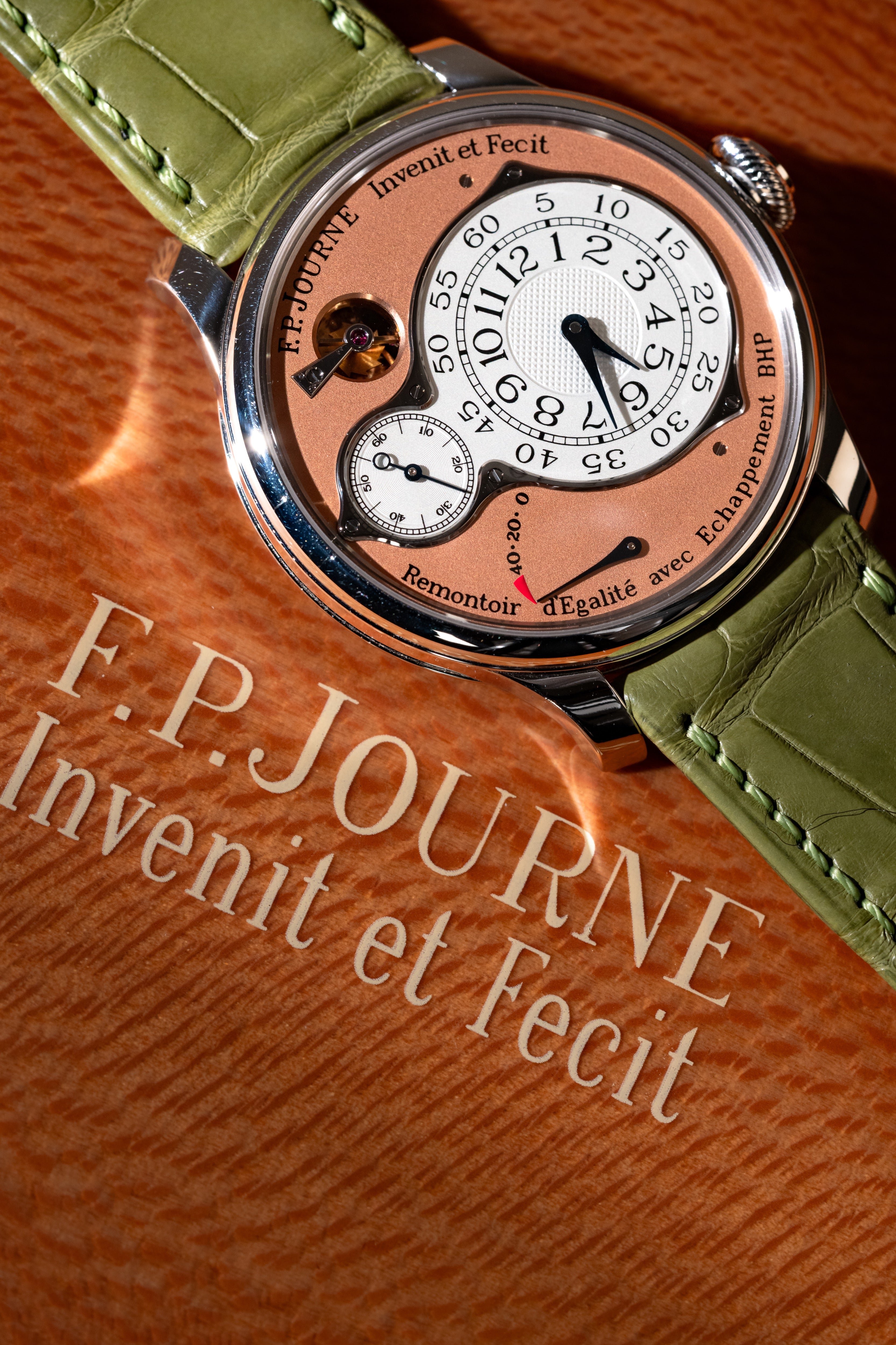 F.P.Journe Chronometre Optimum (CO) Platinum Salmon Dial Green Leather 40MM Calibre 1510