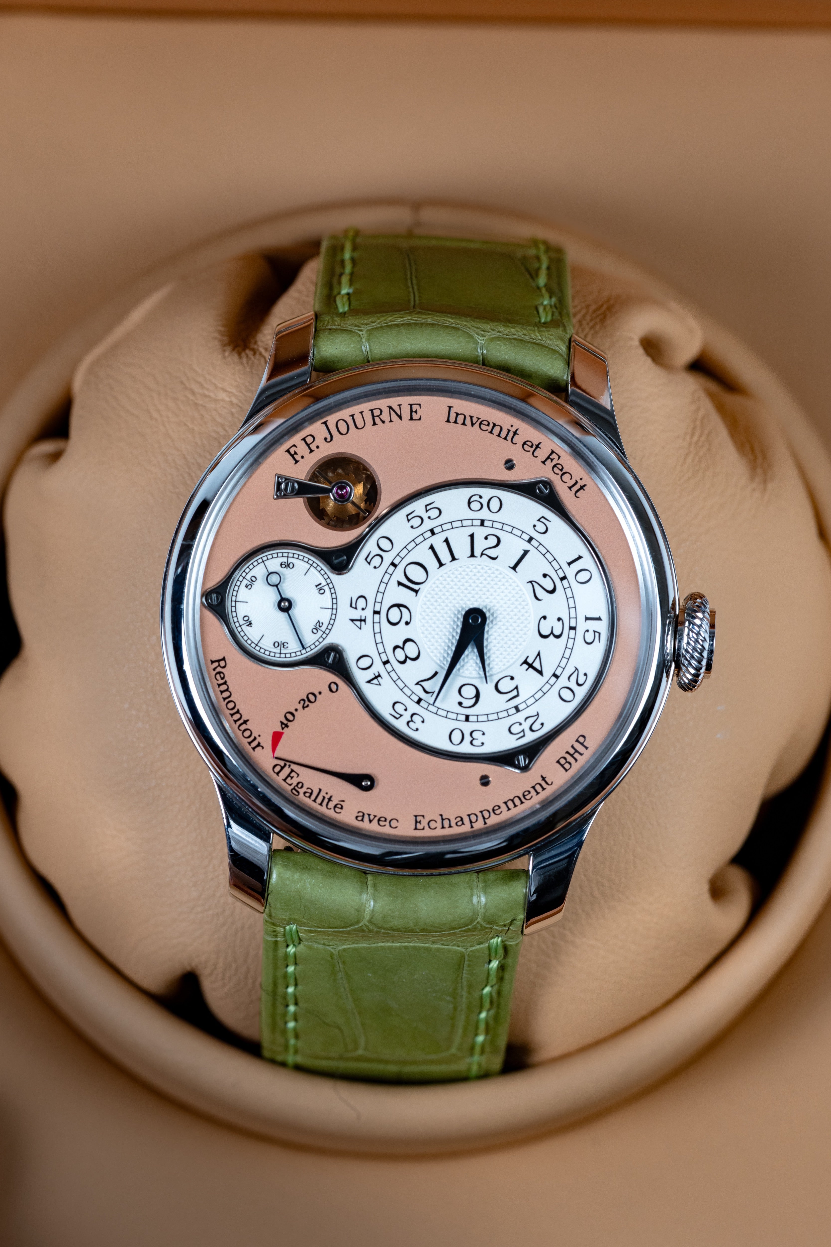 F.P.Journe Chronometre Optimum (CO) Platinum Salmon Dial Green Leather 40MM Calibre 1510