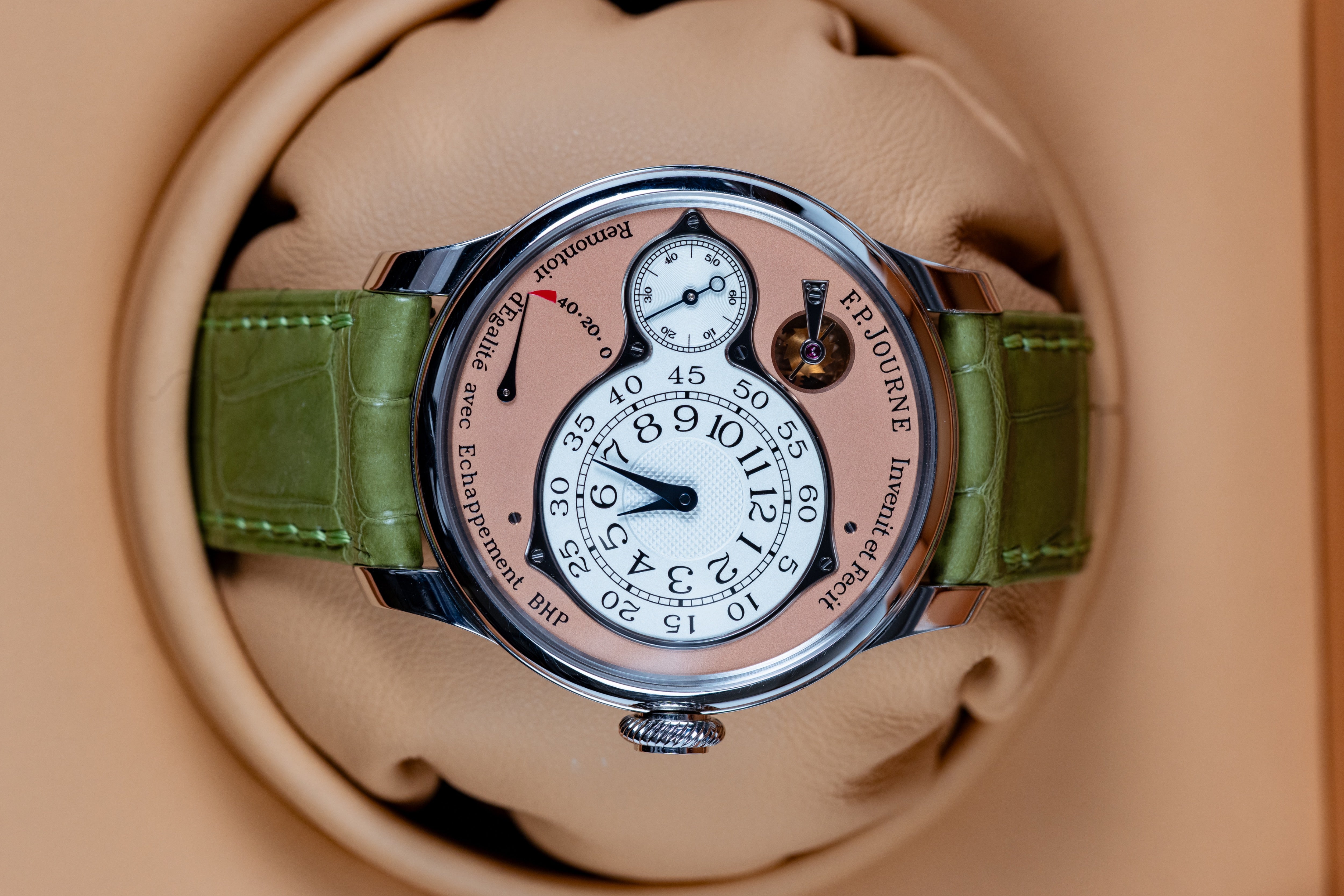 F.P.Journe Chronometre Optimum (CO) Platinum Salmon Dial Green Leather 40MM Calibre 1510