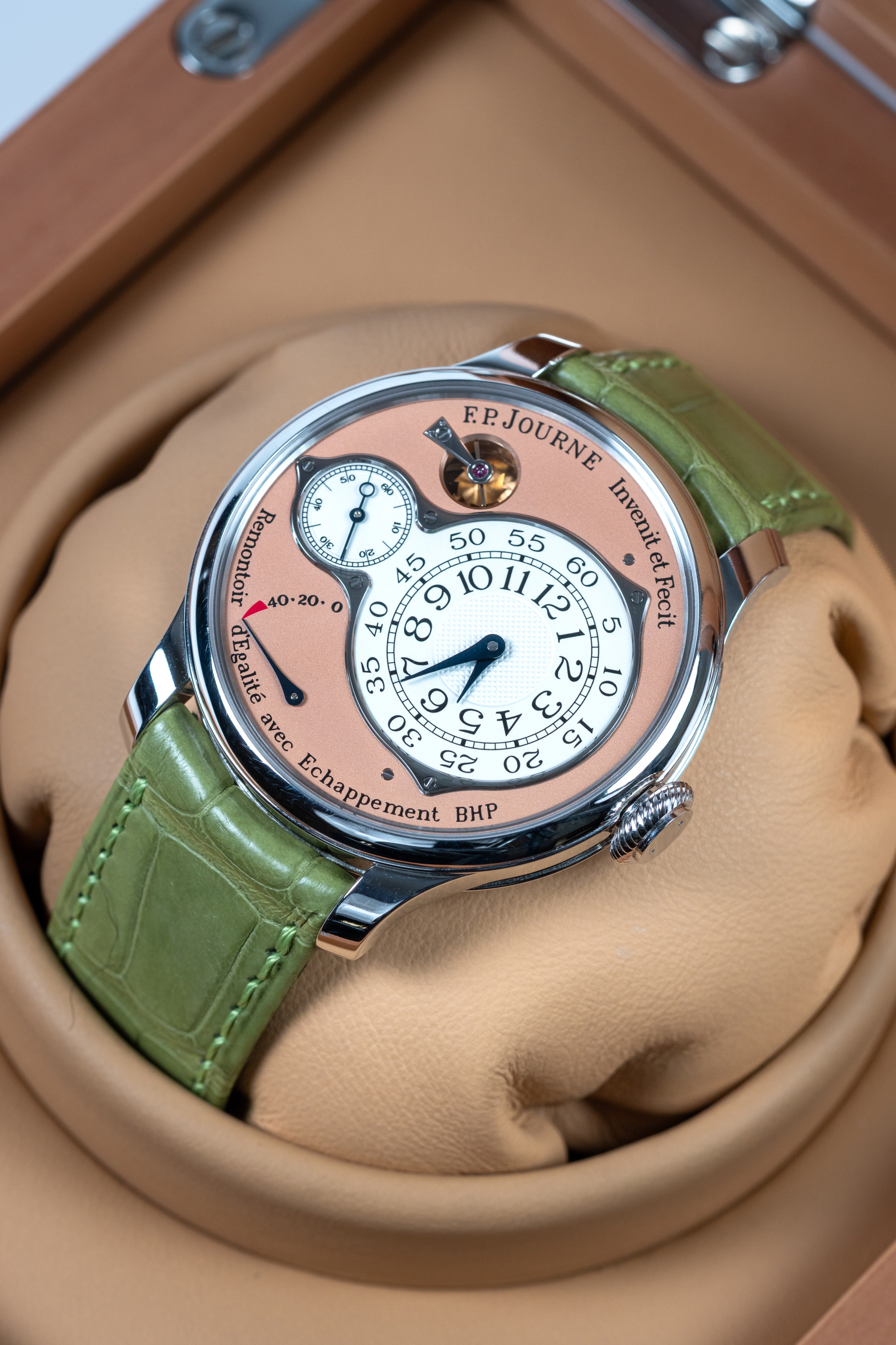F.P.Journe Chronometre Optimum (CO) Platinum Salmon Dial Green Leather 40MM Calibre 1510