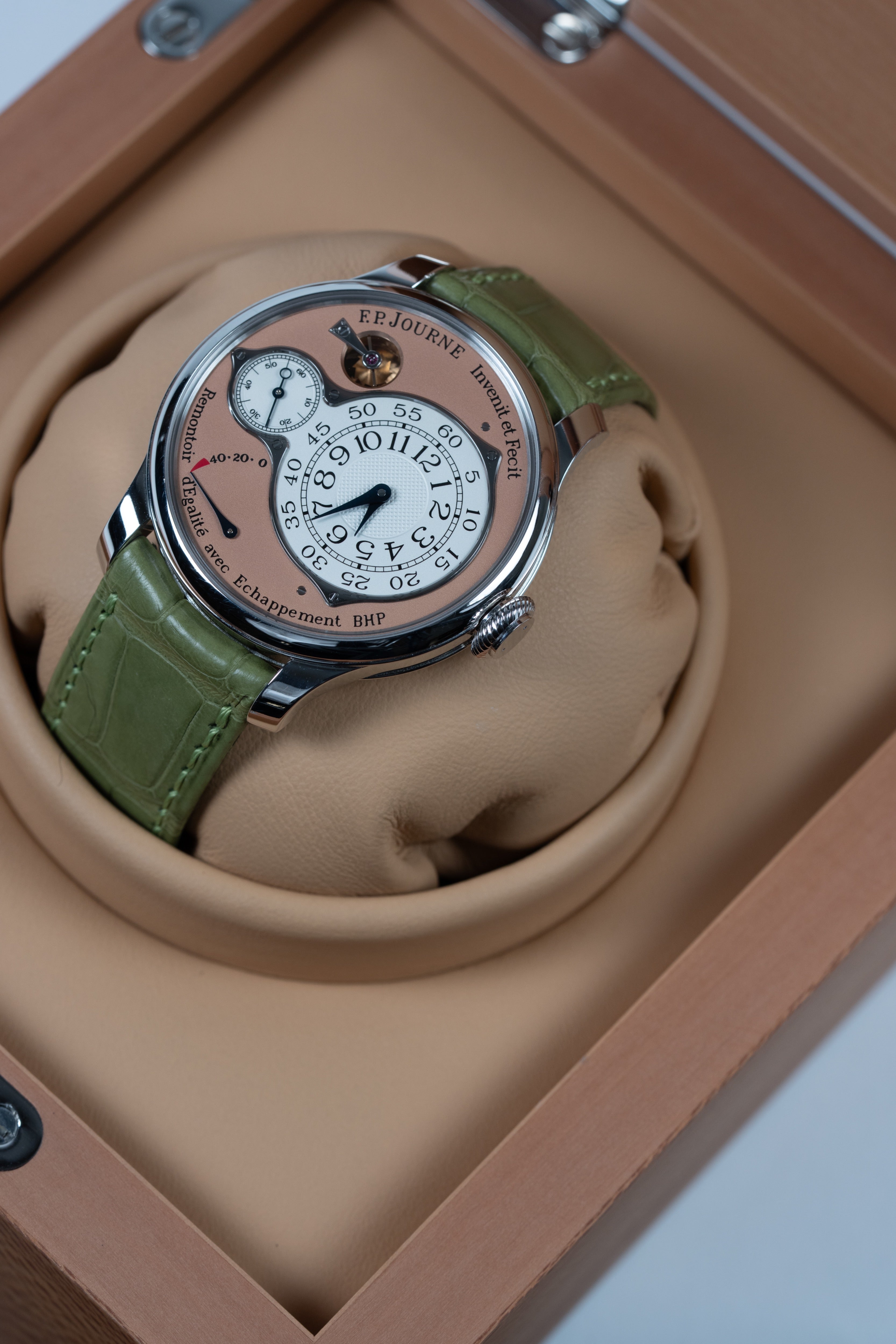 F.P.Journe Chronometre Optimum (CO) Platinum Salmon Dial Green Leather 40MM Calibre 1510