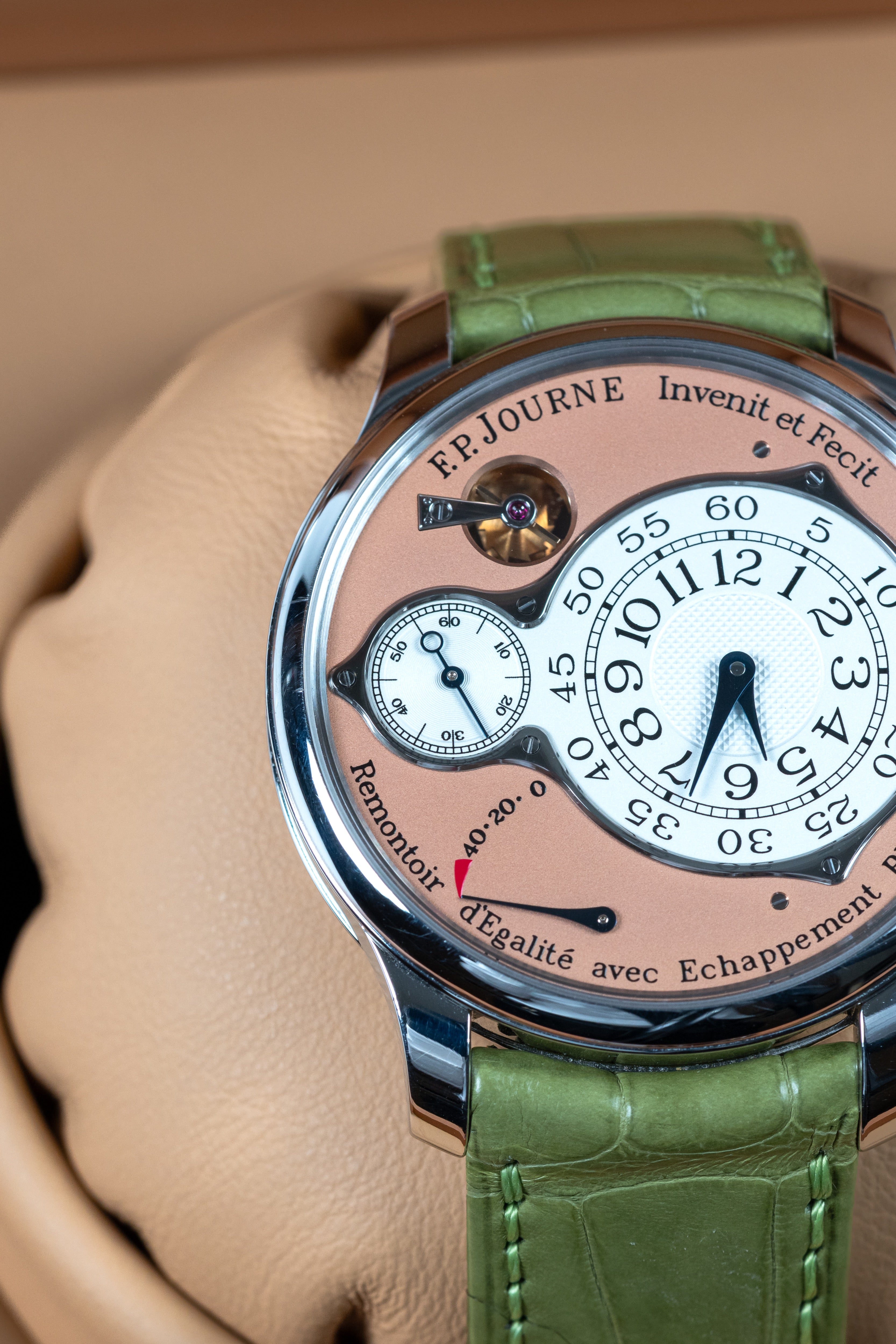 F.P.Journe Chronometre Optimum (CO) Platinum Salmon Dial Green Leather 40MM Calibre 1510