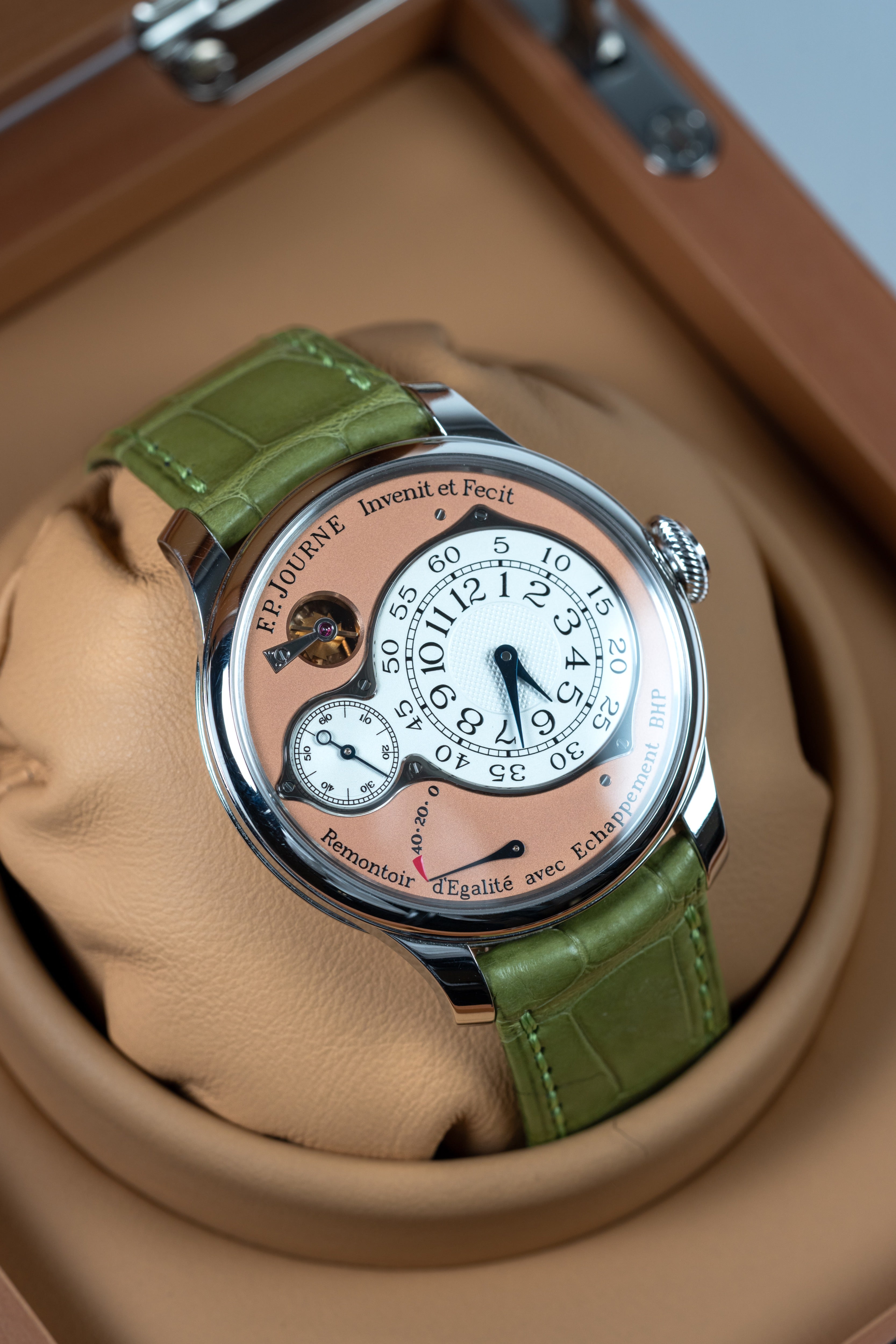 F.P.Journe Chronometre Optimum (CO) Platinum Salmon Dial Green Leather 40MM Calibre 1510