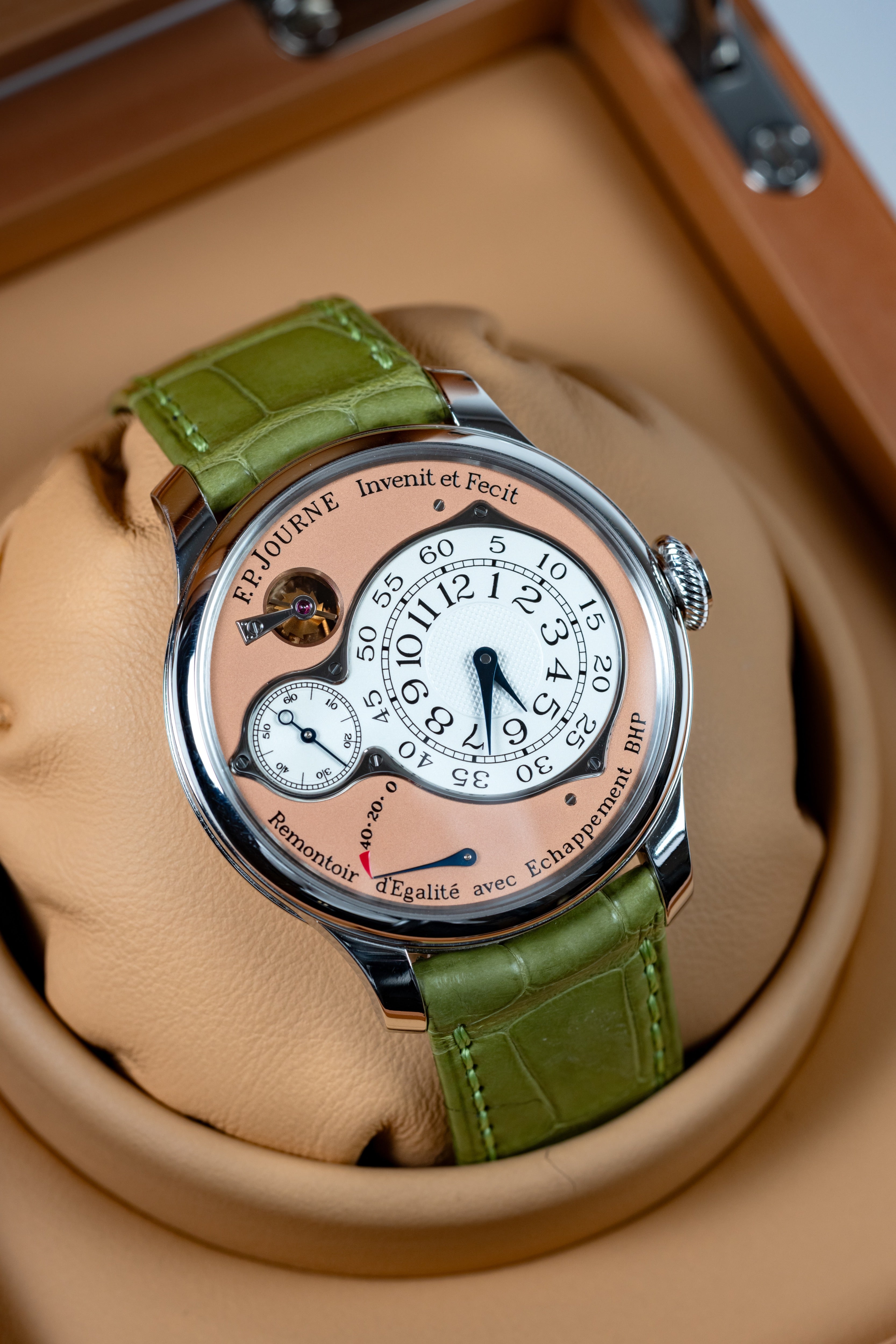 F.P.Journe Chronometre Optimum (CO) Platinum Salmon Dial Green Leather 40MM Calibre 1510
