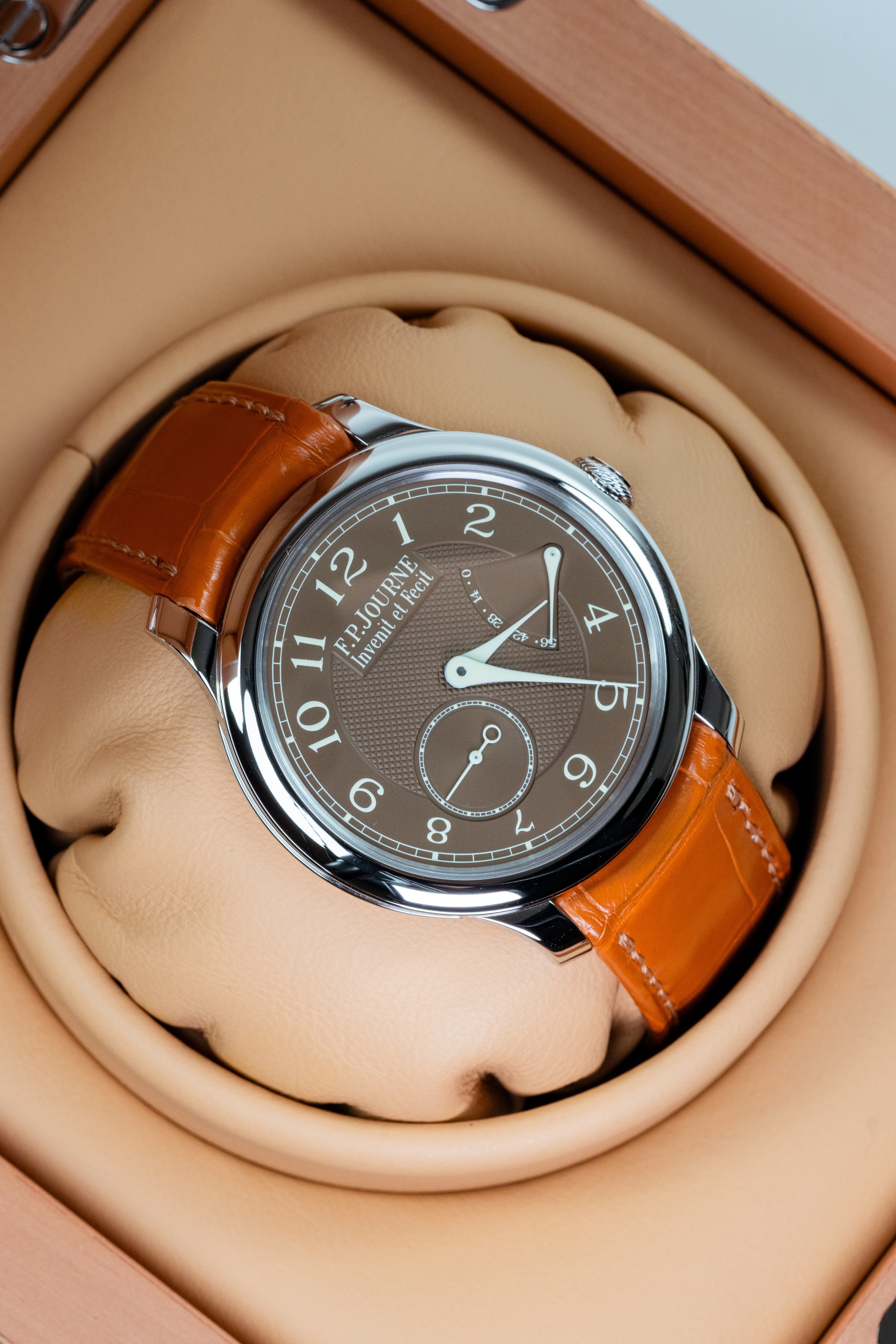 F.P.Journe Souveraine Chronometre Souverain Havana (CS) Platinum Brown Dial Leather Strap 40MM Calibre 1304