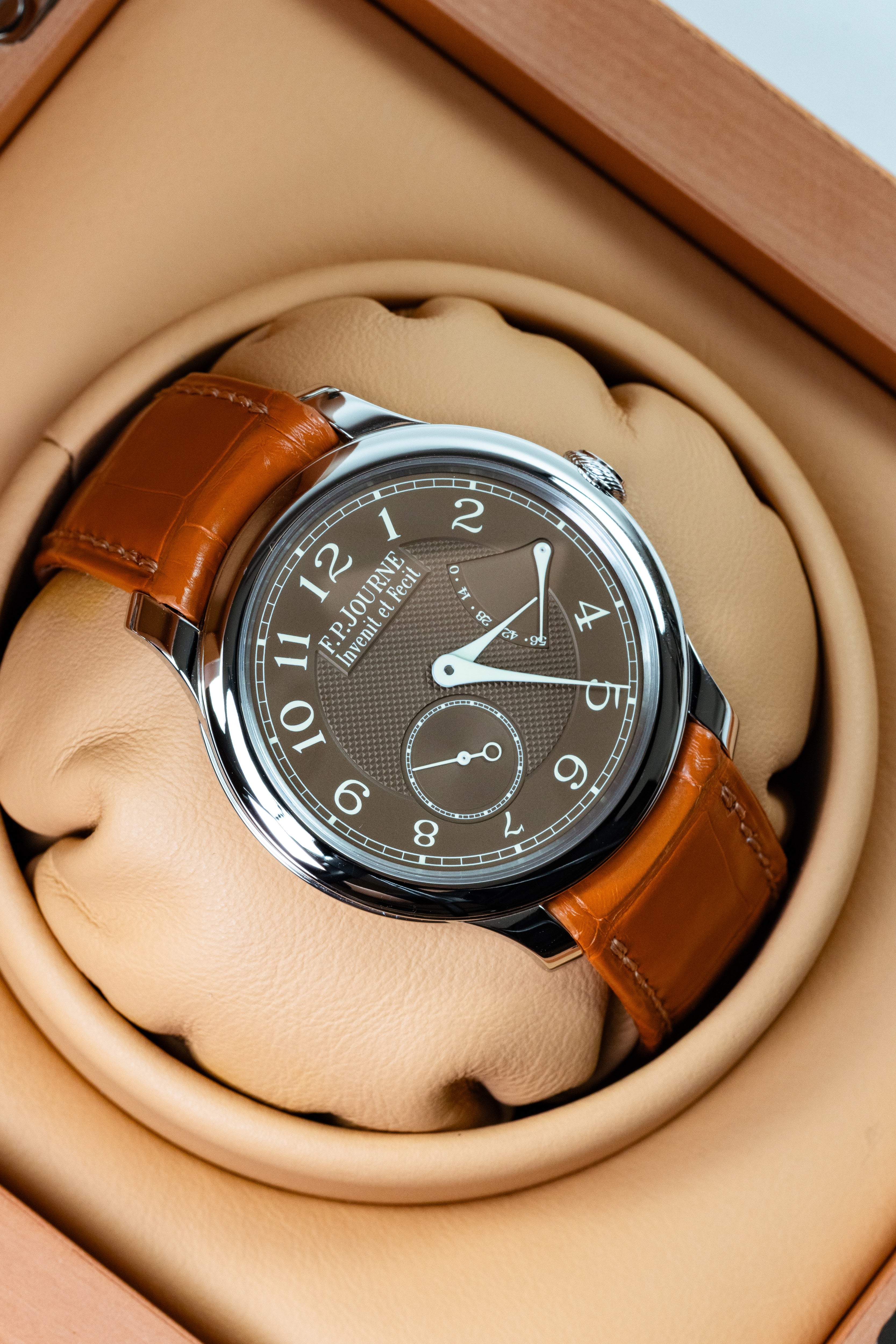 F.P.Journe Souveraine Chronometre Souverain Havana (CS) Platinum Brown Dial Leather Strap 40MM Calibre 1304